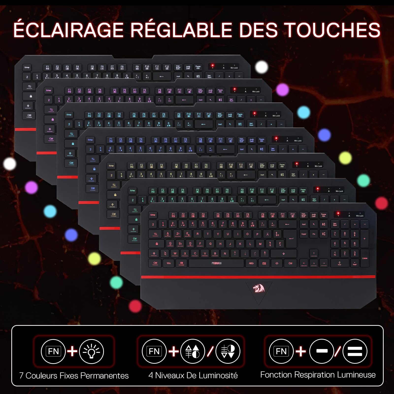 Redragon K502 Clavier Membrane Filaire AZERTY Silencieux