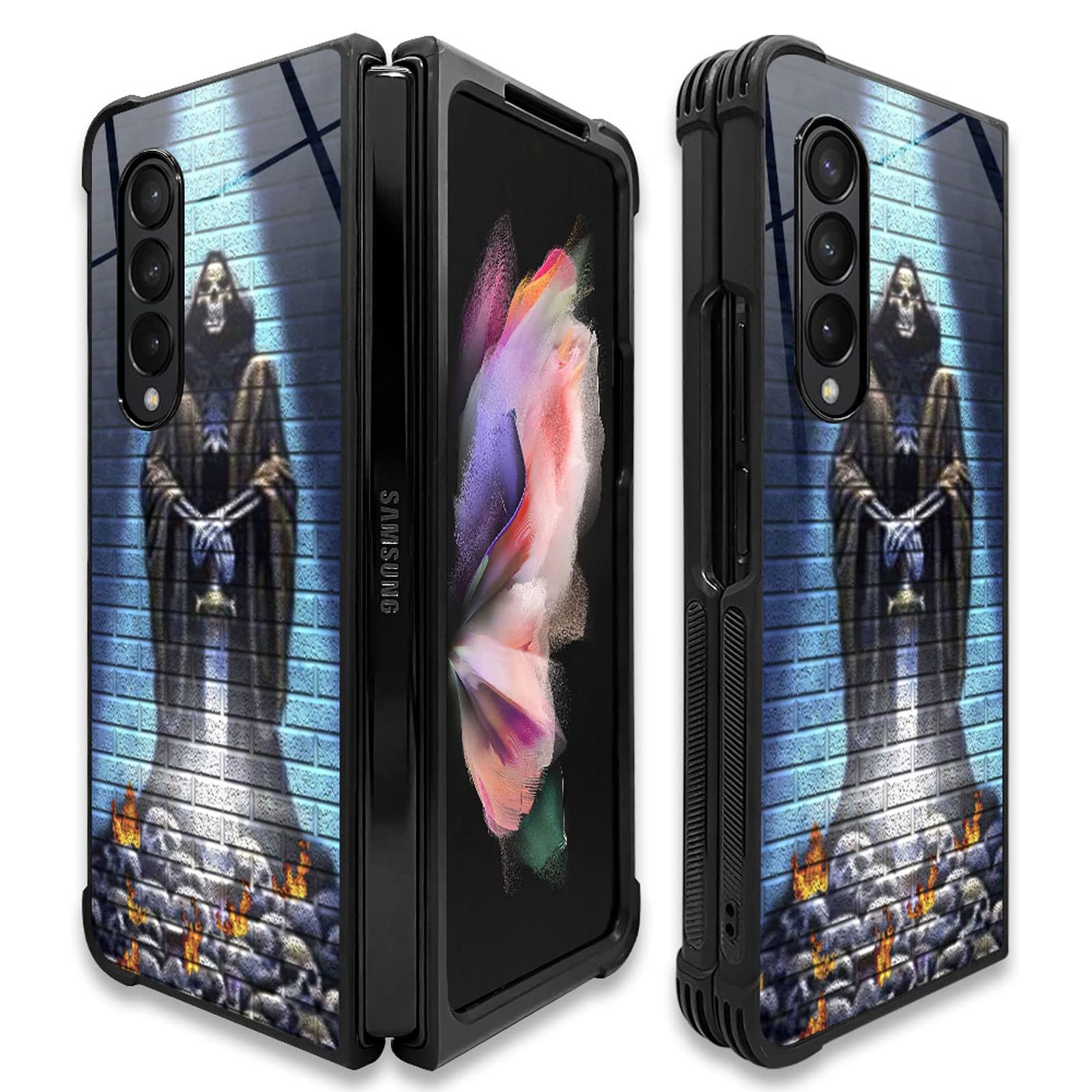 Goodsprout Compatible with Samsung Galaxy Z Fold 3 5G Case,Blue Light Street Amazing Pattern Design Shockproof Anti-Scratch Hard PC Back Case for Samsung Galaxy Z Fold 3 5G Case