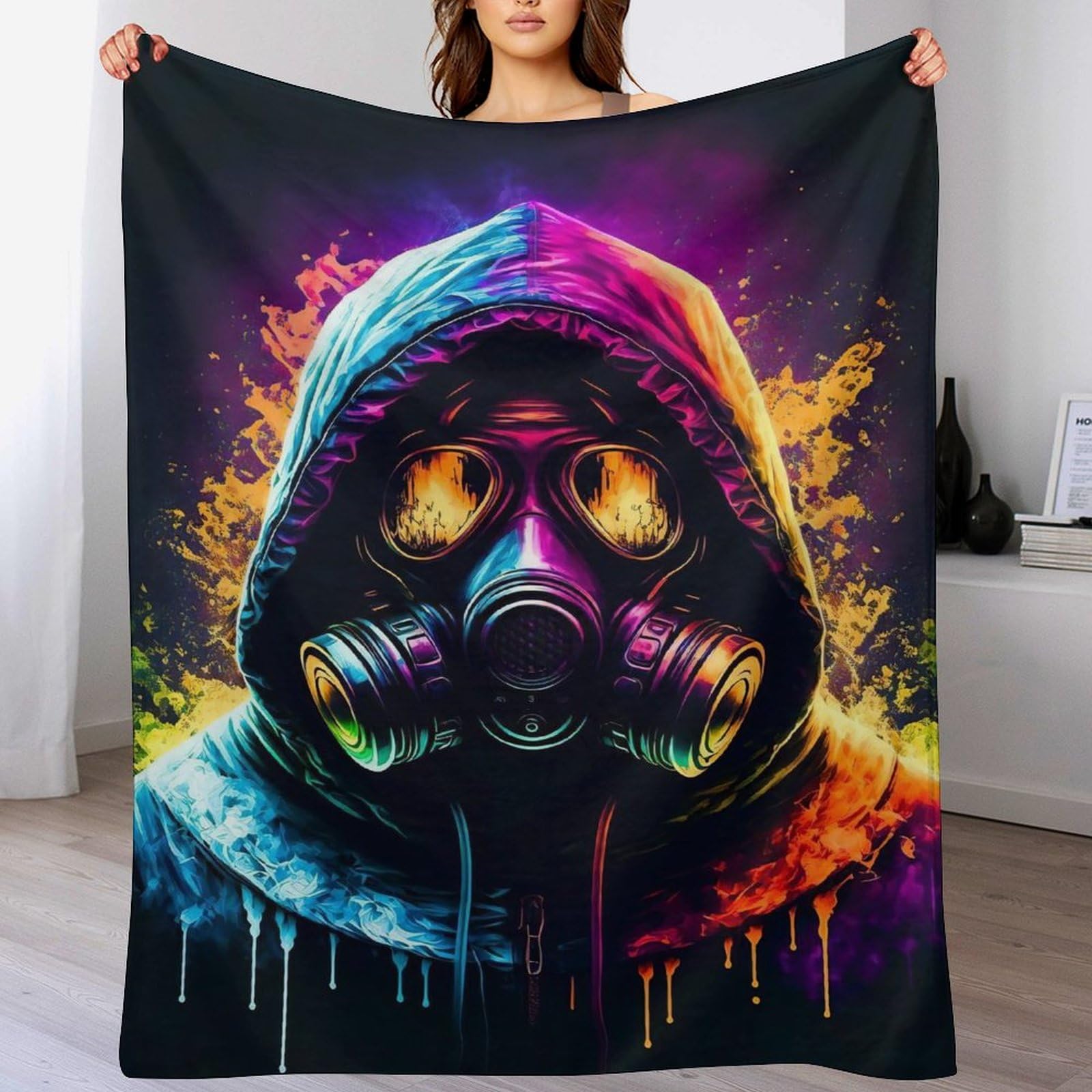 Couverture polaire homme masqué plaid moelleux pour vos soirées cinéma
