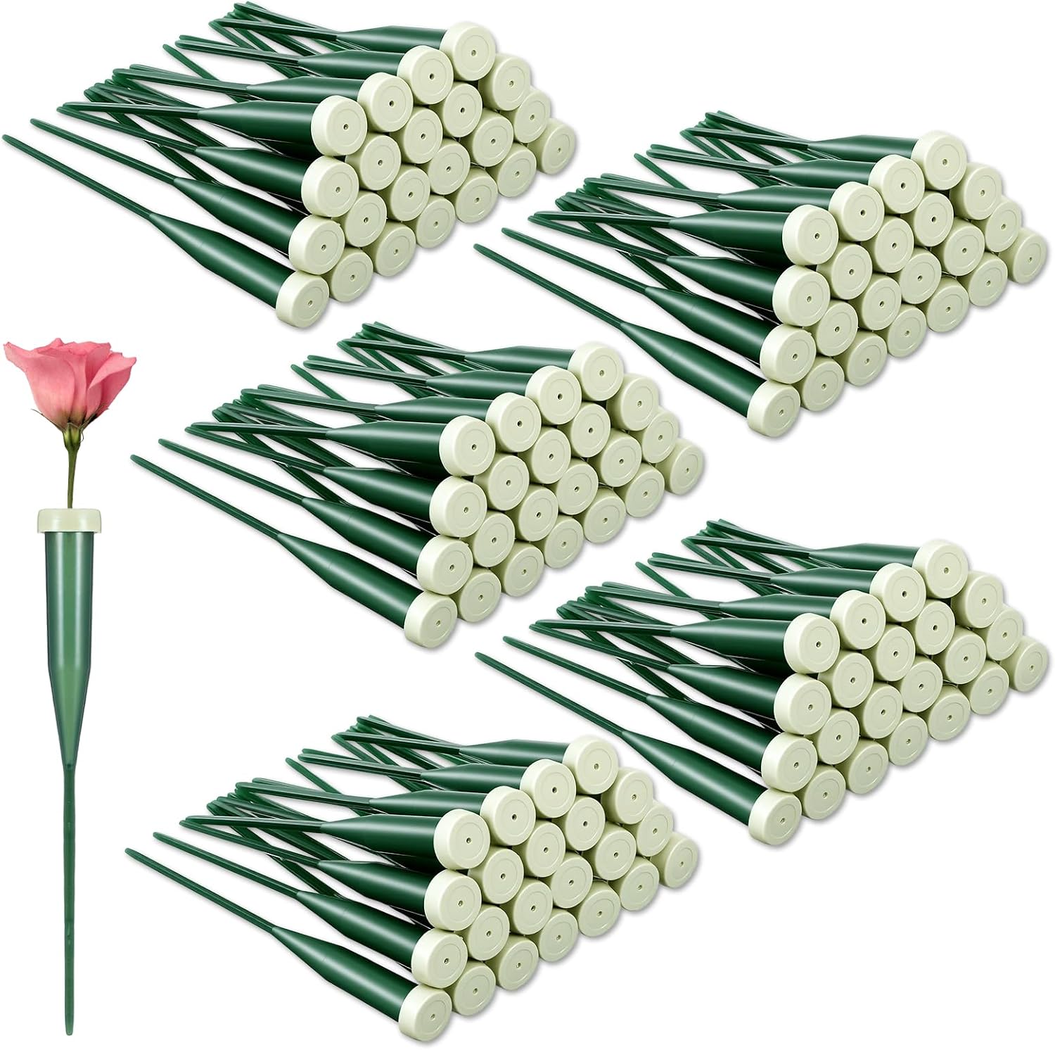 150 Pcs Floral Water Tubes Green Floral Tubes Plastic Flower Supplies for Fresh Flowers with Rubber Cap for Flower Stem Arrangements Florist Supplies(6 Inch)