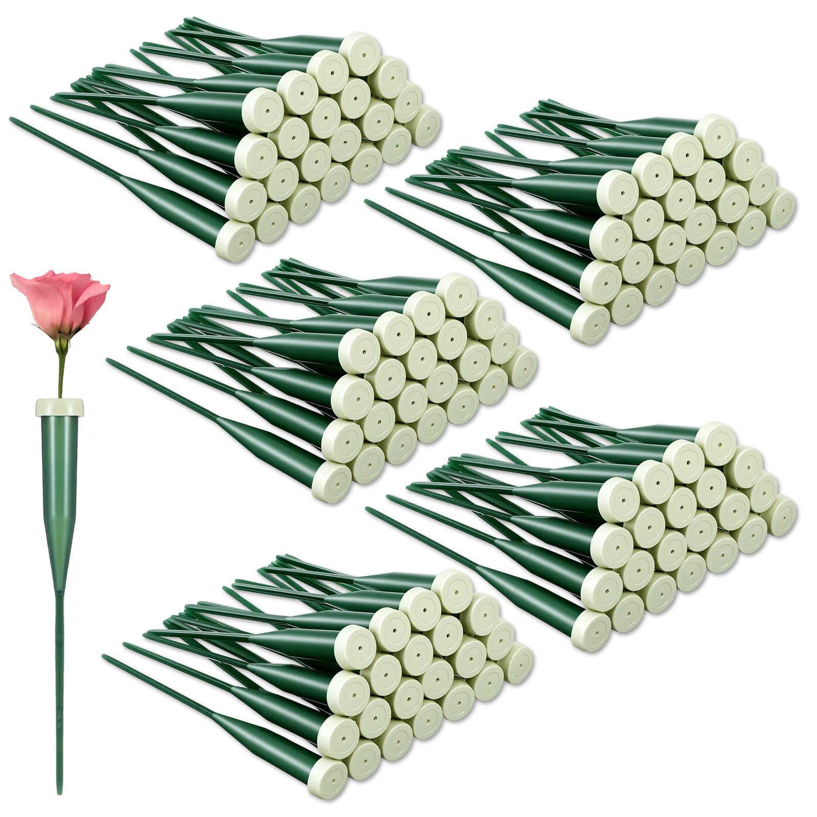 Photo 1 of 150 Pcs Floral Water Tubes Green Floral Tubes Plastic Flower Supplies for Fresh Flowers with Rubber Cap for Flower Stem Arrangements Florist Supplies(6 Inch)