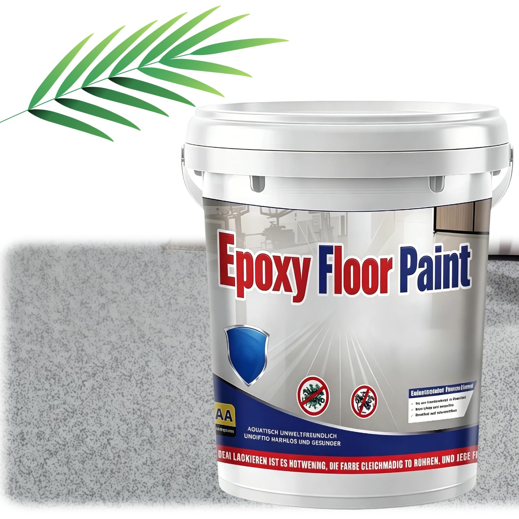 Jelaqmot Epoxy Colored Sand Floor Paint for Concrete, Garage, Basement & Outdoor, Self-Leveling Marble Effect, Waterproof Non-Slip (Gray)