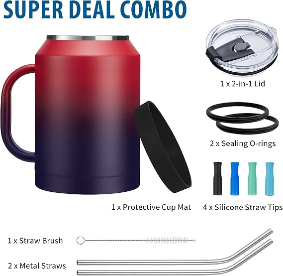 40oz Insulated Water Bottle & 50oz Mug (Indigo Black & Ruby Purple) Bundle