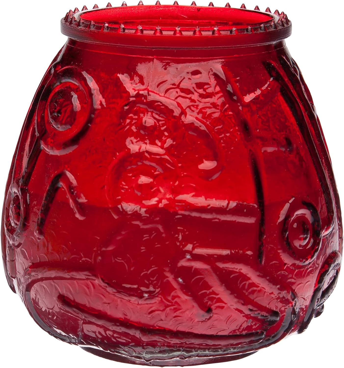 Sterno Euro-Venetian Centerpiece Glass Jar Wax Candles, Decorative Vintage Votive Vintage Holder for Bar or Restaurant, Burns Up to 45 Hours, Pack of 6 - Red