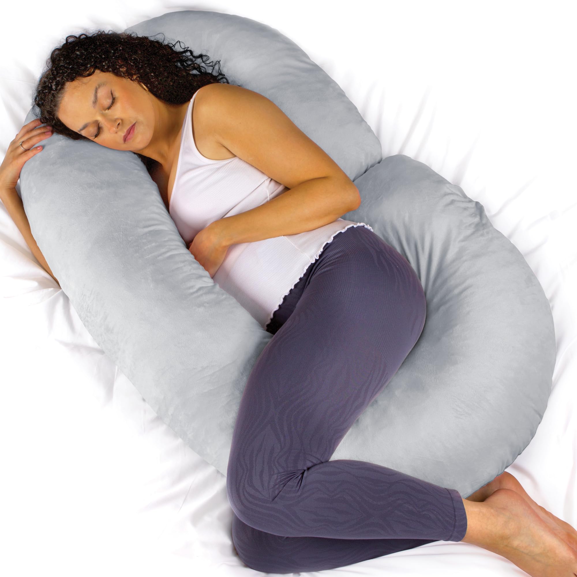 Aamira C Shaped Pregnancy Pillow Grey140X65X20Cm Shredded Memory Foam Full Body Maternity Cushion For Sleeping from B&Q
