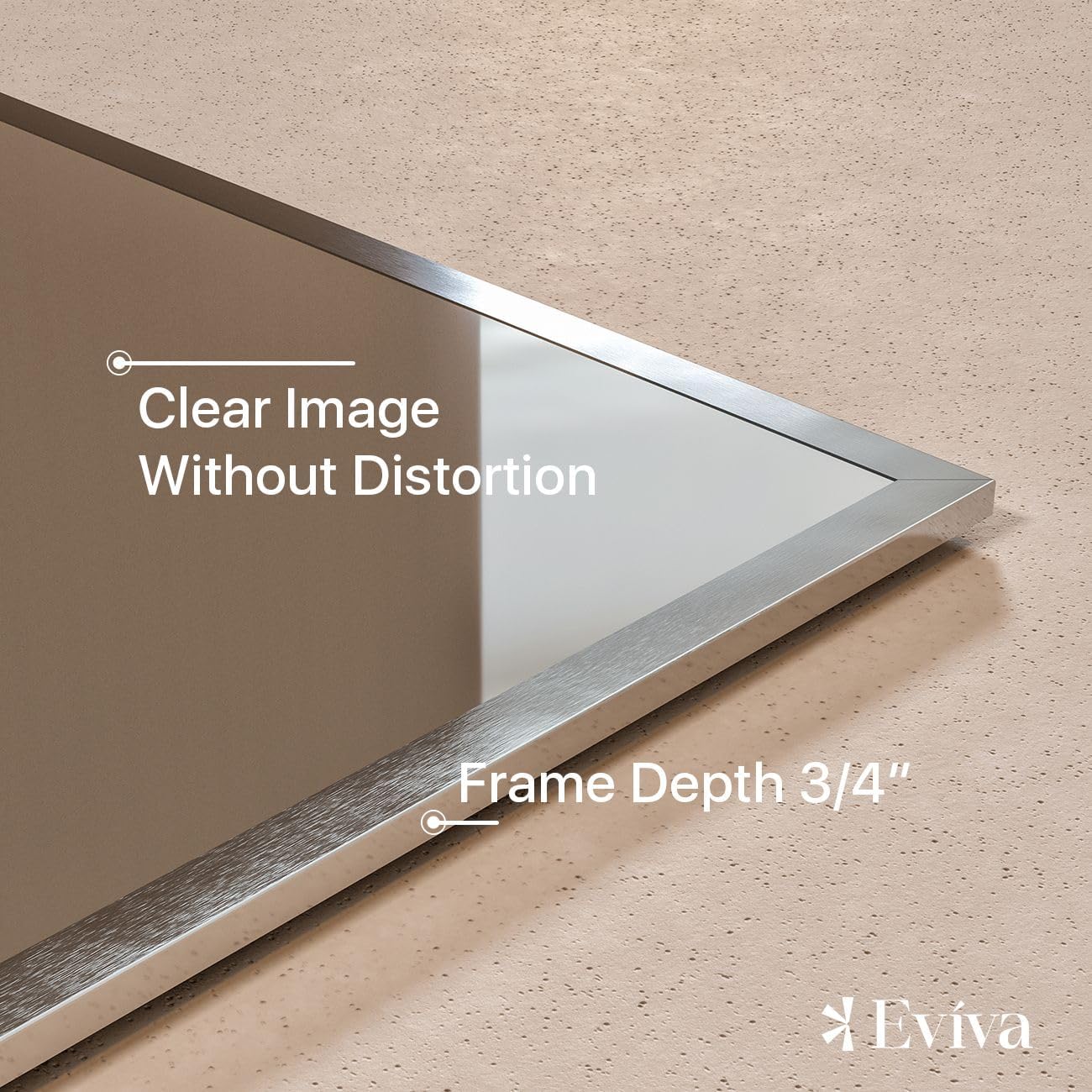 Eviva Sax 36" x 30" Rectangular Chrome Metal Framed Mirror