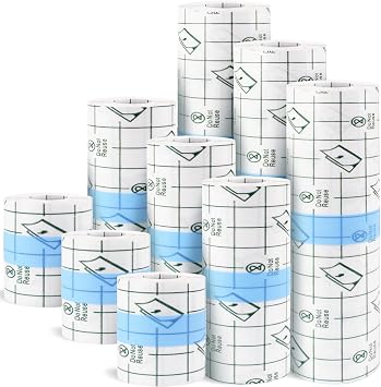 9 Rolls Waterproof Bandages, 3 Sizes Transparent Film Dressing, Clear Adhesive Bandages, Shower Shield Dressing Tape for Shower Tattoos3 Sizes