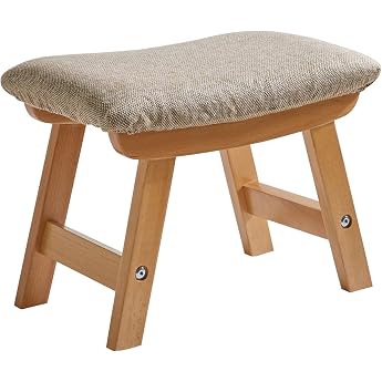 Aibiju Footstool Wooden Stacking Stool Wooden Stacking Stool with Anti-slip Mat Upholstered Change Shoe Stacking Stool for Kitchen Living Room Natural Colors Leg + Beige Pillow YD-1358