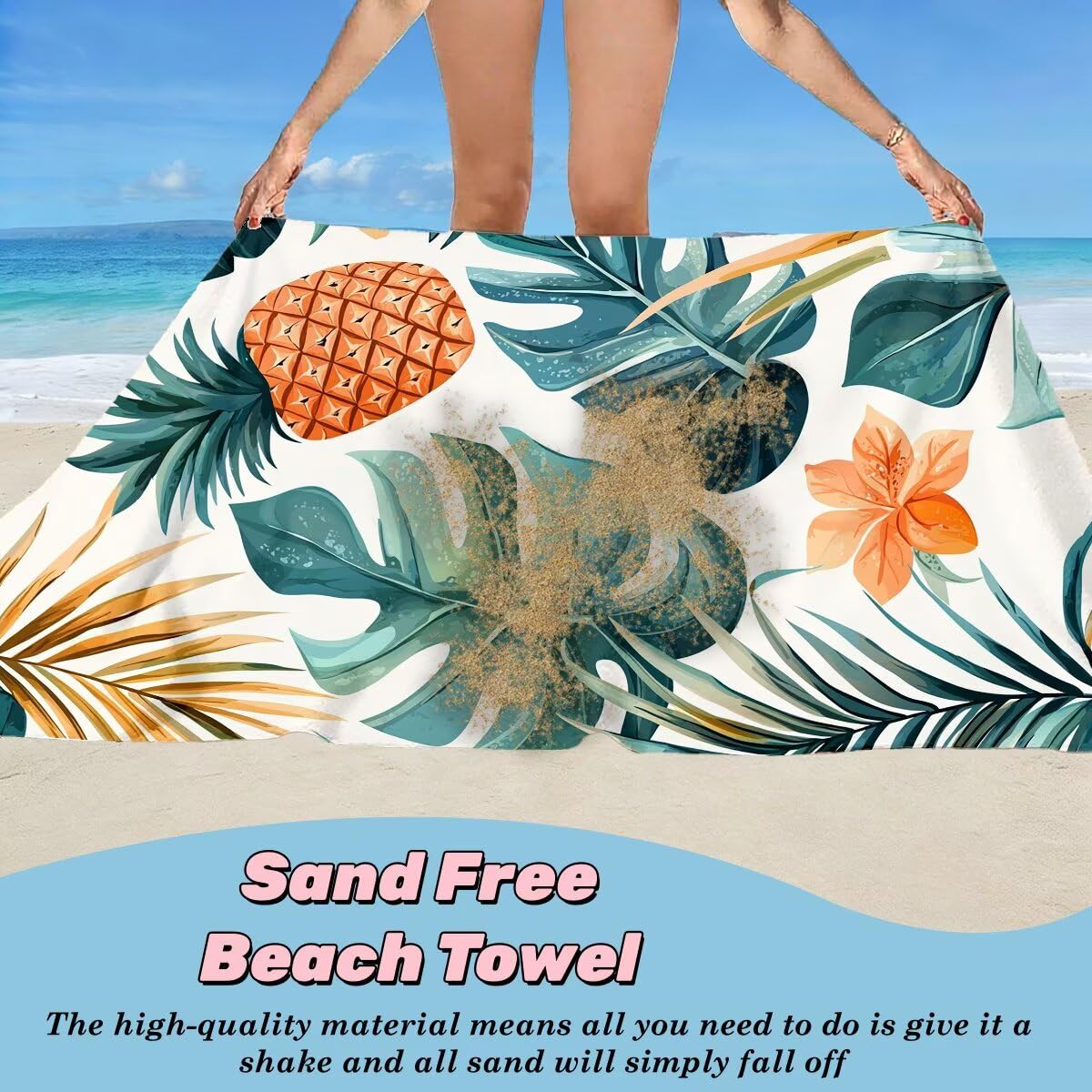 Ręcznik plażowy XXL, 90 x 180 cm, zestaw 2 szt., ręcznik plażowy z mikrofibry, szybkoschnący, do sauny, fitness, bez piasku, ręcznik plażowy, do sauny, duży ręcznik kąpielowy, prezent dla kobiet -4683