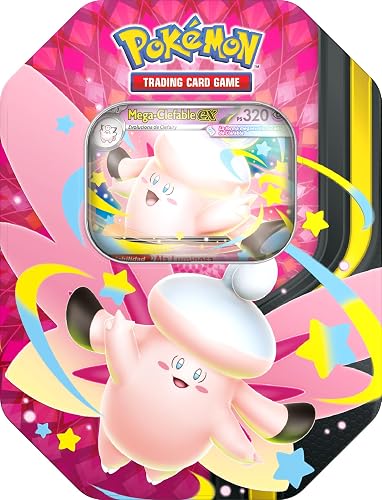 Pokémon: Lata Megaluz Lunar: Mega-Clefable ex de JCC Pokémon (4 Sobres de Mejora y 1 Carta holográfica de promoción)