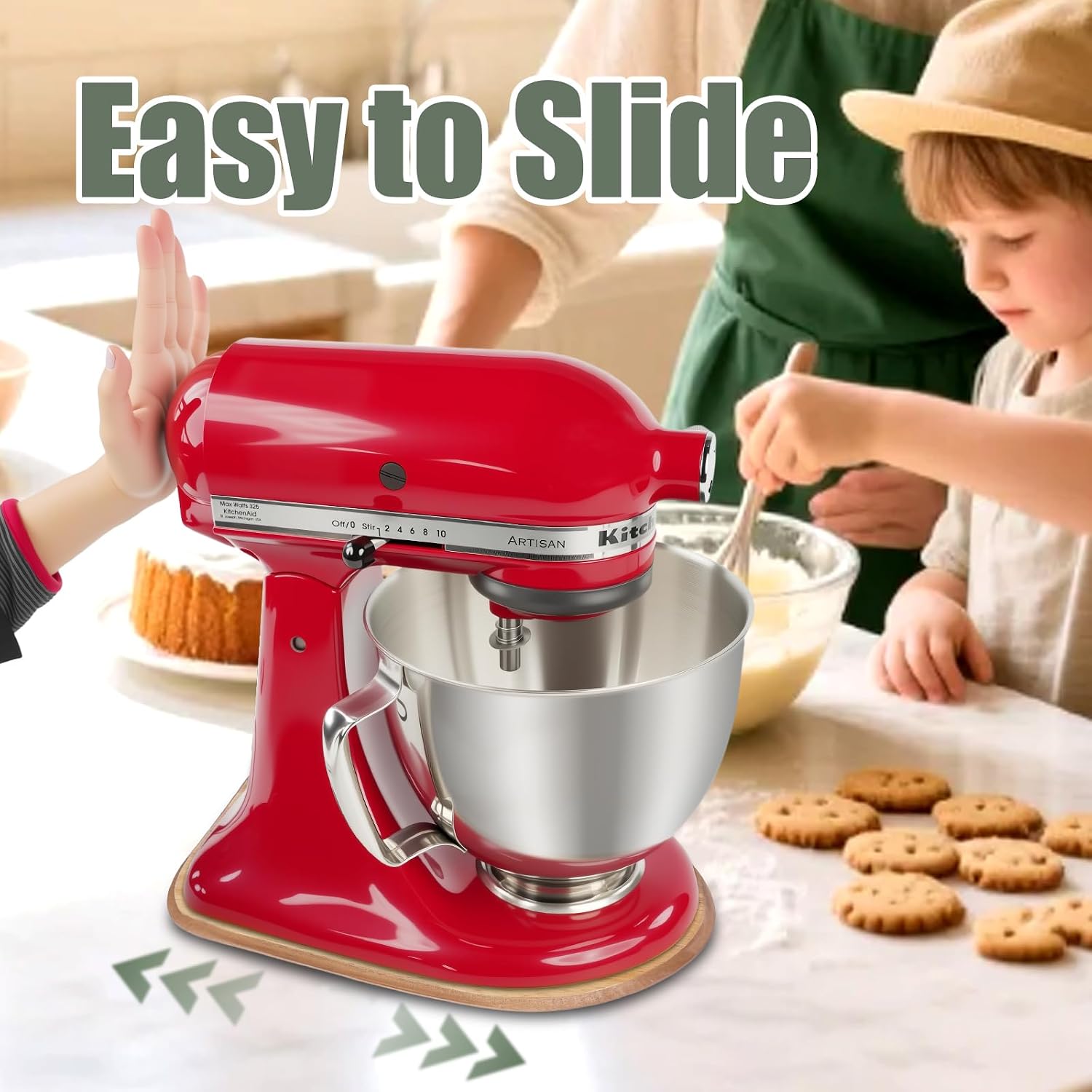 Wooden Mixer Slider Compatible with KitchenAid 4.5-5 Quart Tilt-Head Stand Mixer, Kitchen Countertop Sliders,Mixer Moving Tray Attachments image 2