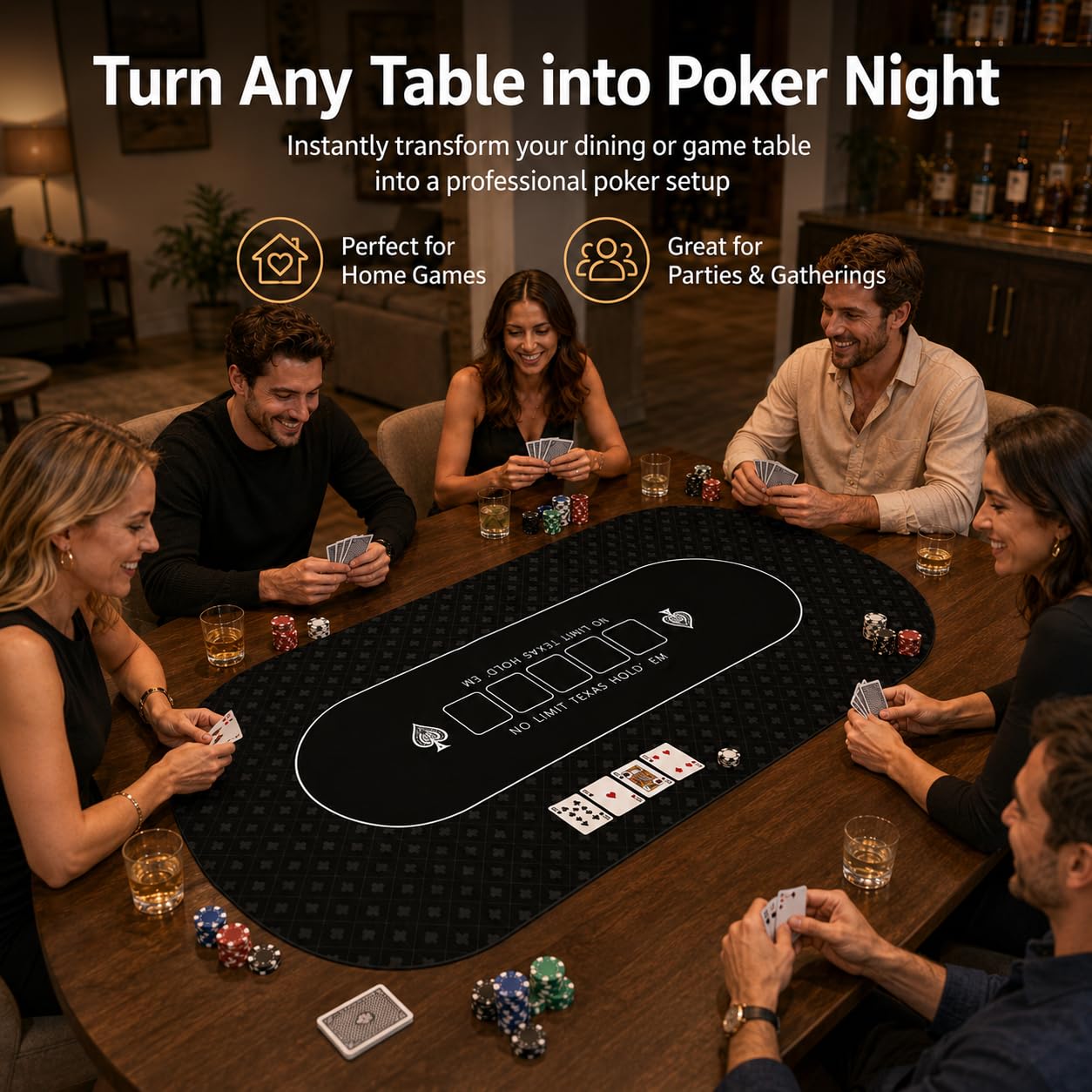 Tappetino da poker 180 × 90 cm, 10 giocatori Texas Hold'em Poker in gomma topper per tavoli, pieghevole portatile tavolo da poker layout con borsa per il trasporto per giochi di poker, blackjack