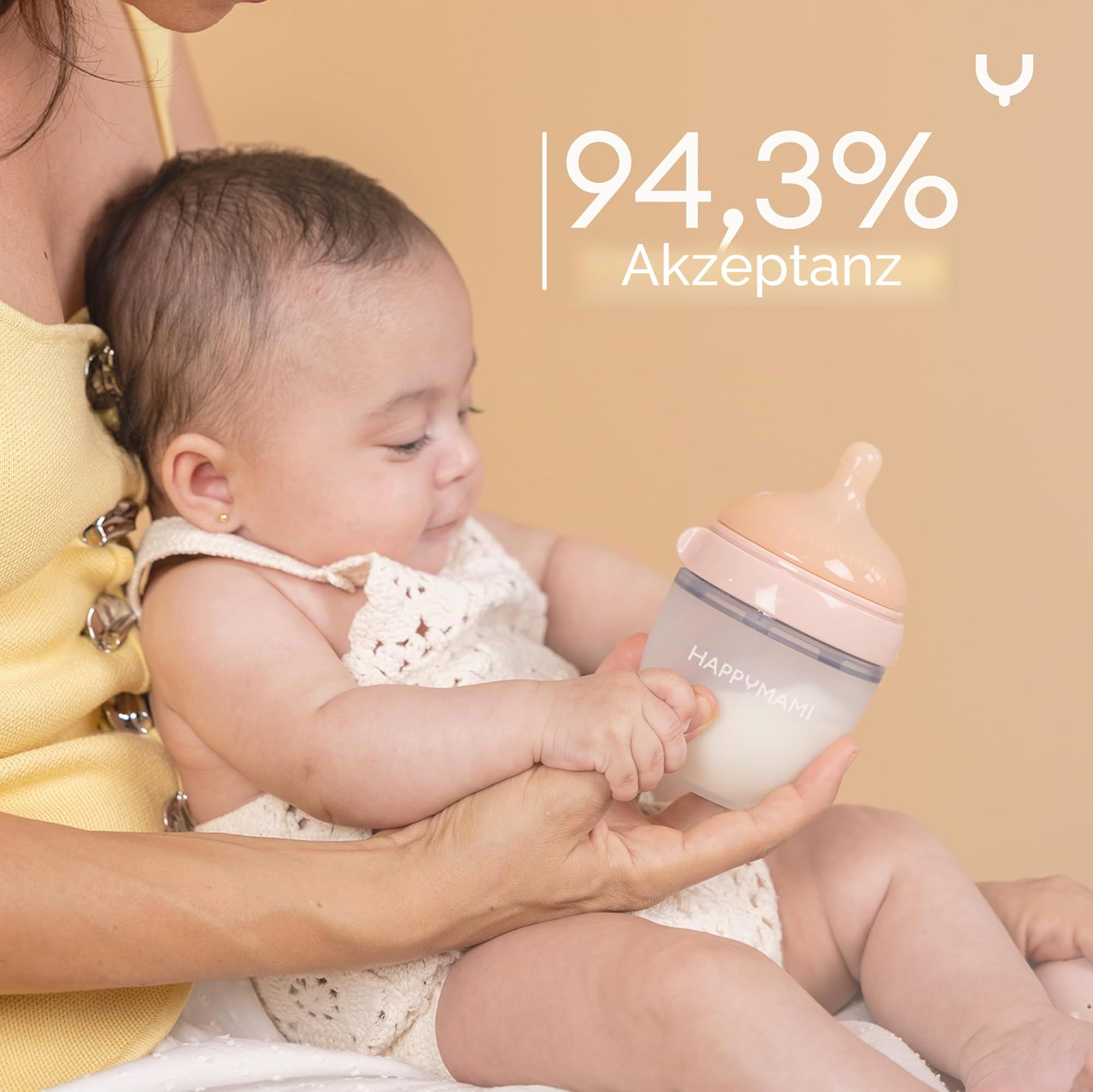 Happymami,Set aus 3 personalisierbaren Babyflaschen, Sauger aus Lebensmittelecht, doppeltes Anti-Kolik-System, spülmaschinen- und flaschenwärmergeeignet (Türkis 150 ml)