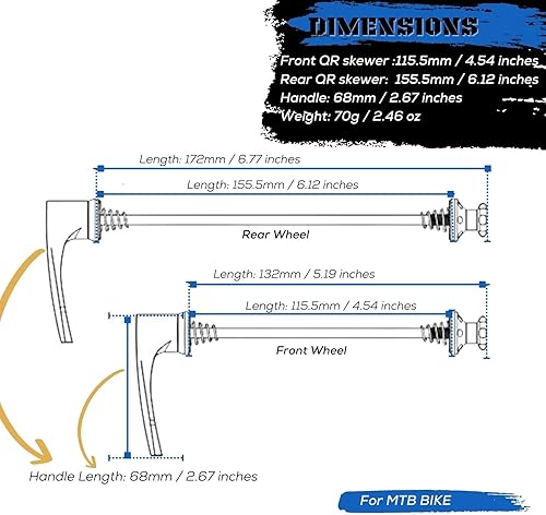 Miniatura 2 de Juego de brochetas de liberación rápida mejorado de titanio para bicicleta de carretera MTB