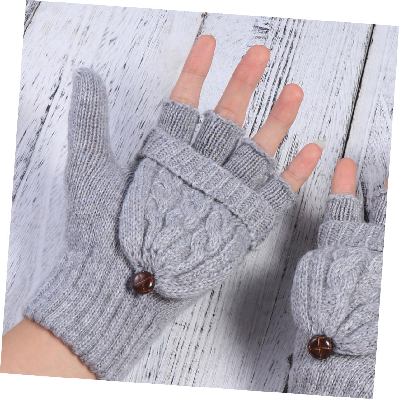 GALPADA 3pezzi Guanti Invernali Donna Lana Calda Lavorati Maglia Guanti Convertibili Senza Dita Con Copertura Per