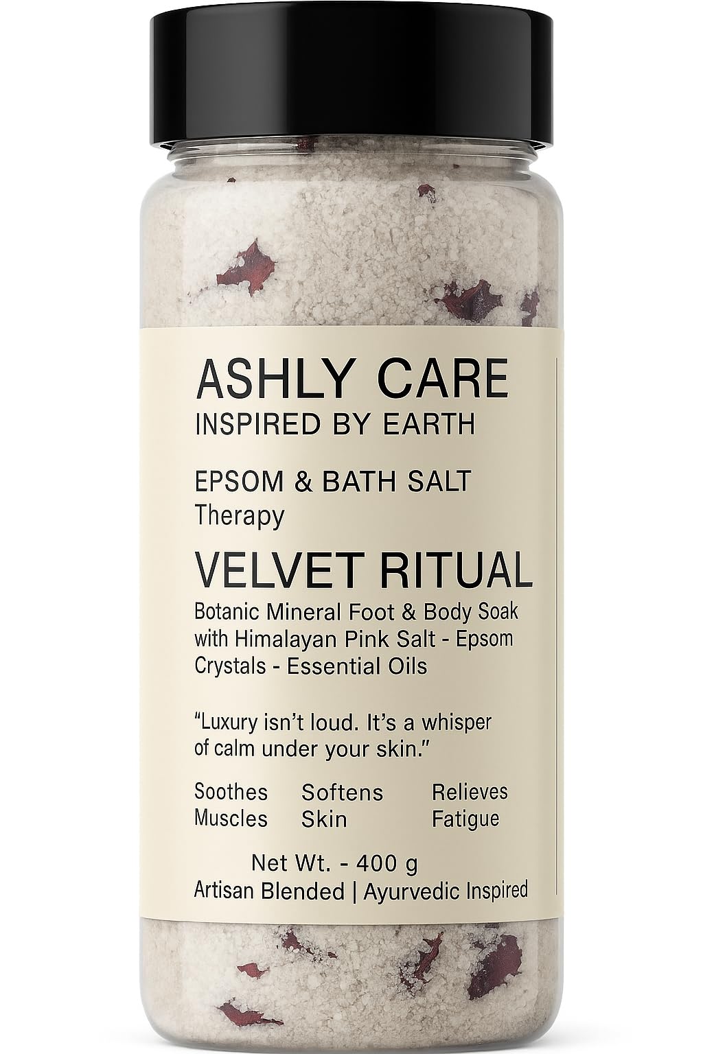 Ashly Care Velvet Ritual Epsom & Himalayan Pink Bath Salt | Foot Soak & Body Relaxation Salt with Rose Petals & Lavender Oil | Muscle Relief, Stress Reduction & Skin Softening | 400 GM-image-9