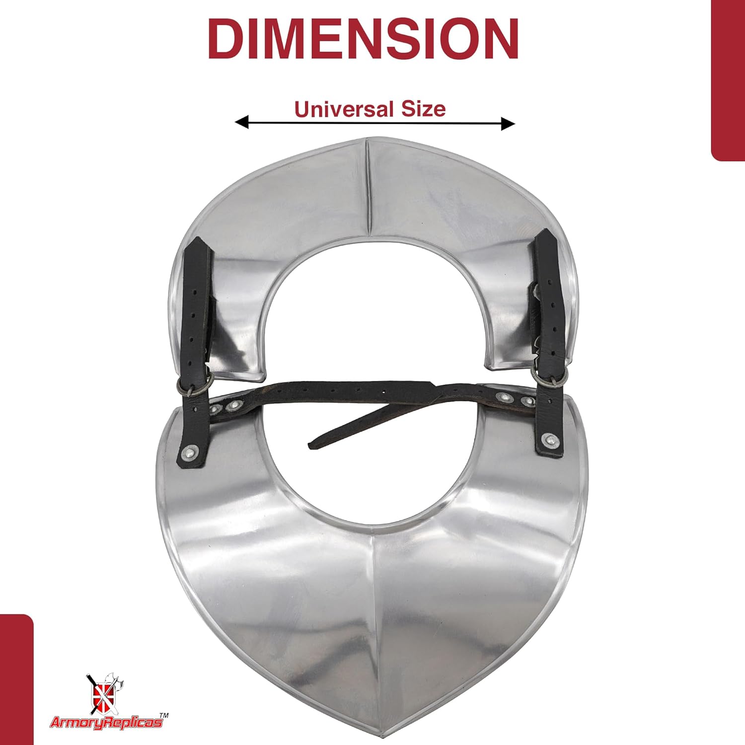 Armory Replicas™ 18-Gauge Neck Armor with Leather Straps for LARP, Costume & Reenactment