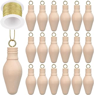 Wenqik 25 Pcs Wooden Christmas Light Bulb Unfinished Wood Ornaments for Crafts and Christmas Tree 2-1/8'' Light Bulb Xmas Tree Ornament with Hanging Ring and Wire DIY Paint Crafts