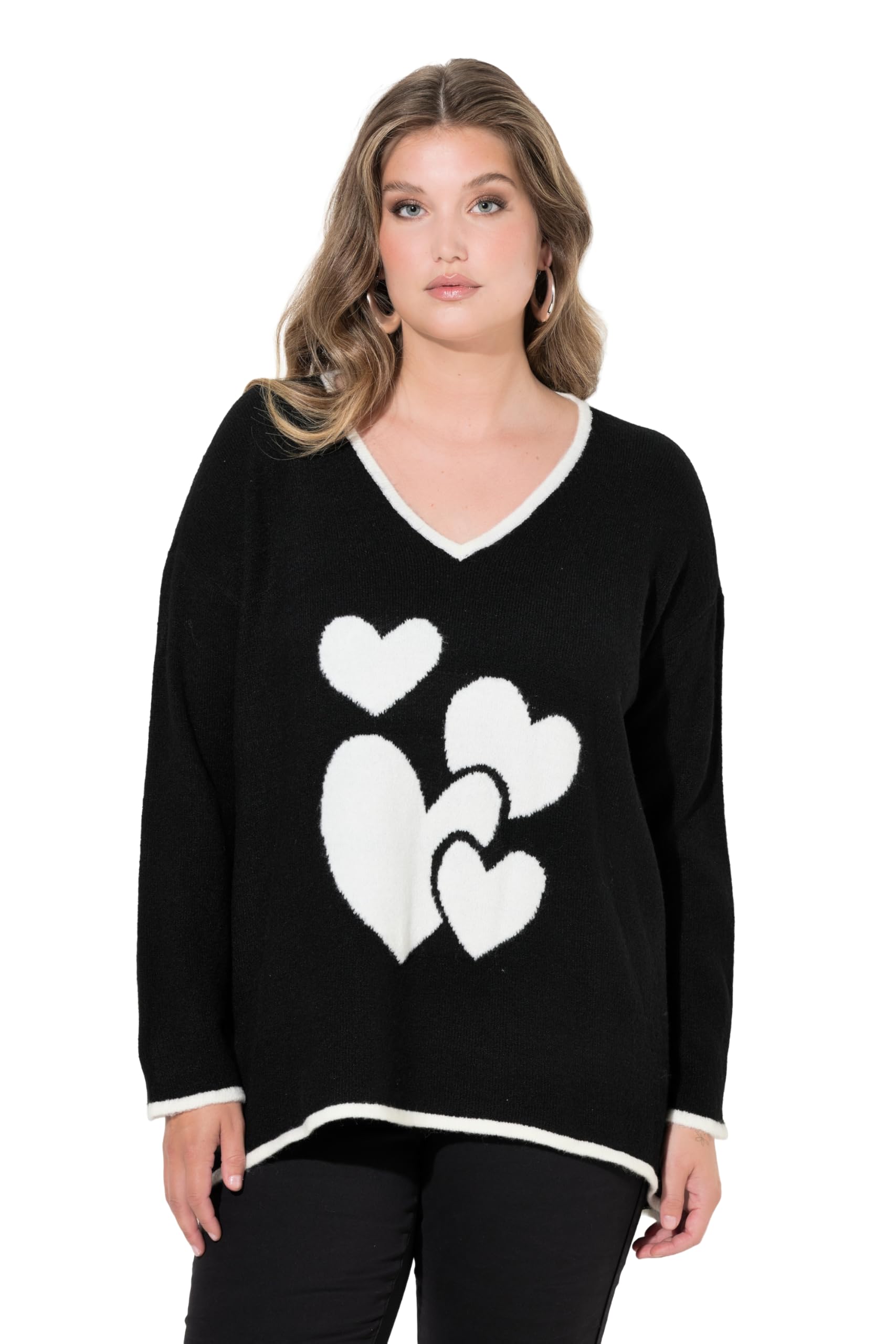 MIAMODA Damen große Größen Übergrößen Plus Size Pullover, Bequeme Passform, Herz-Motiv 847304