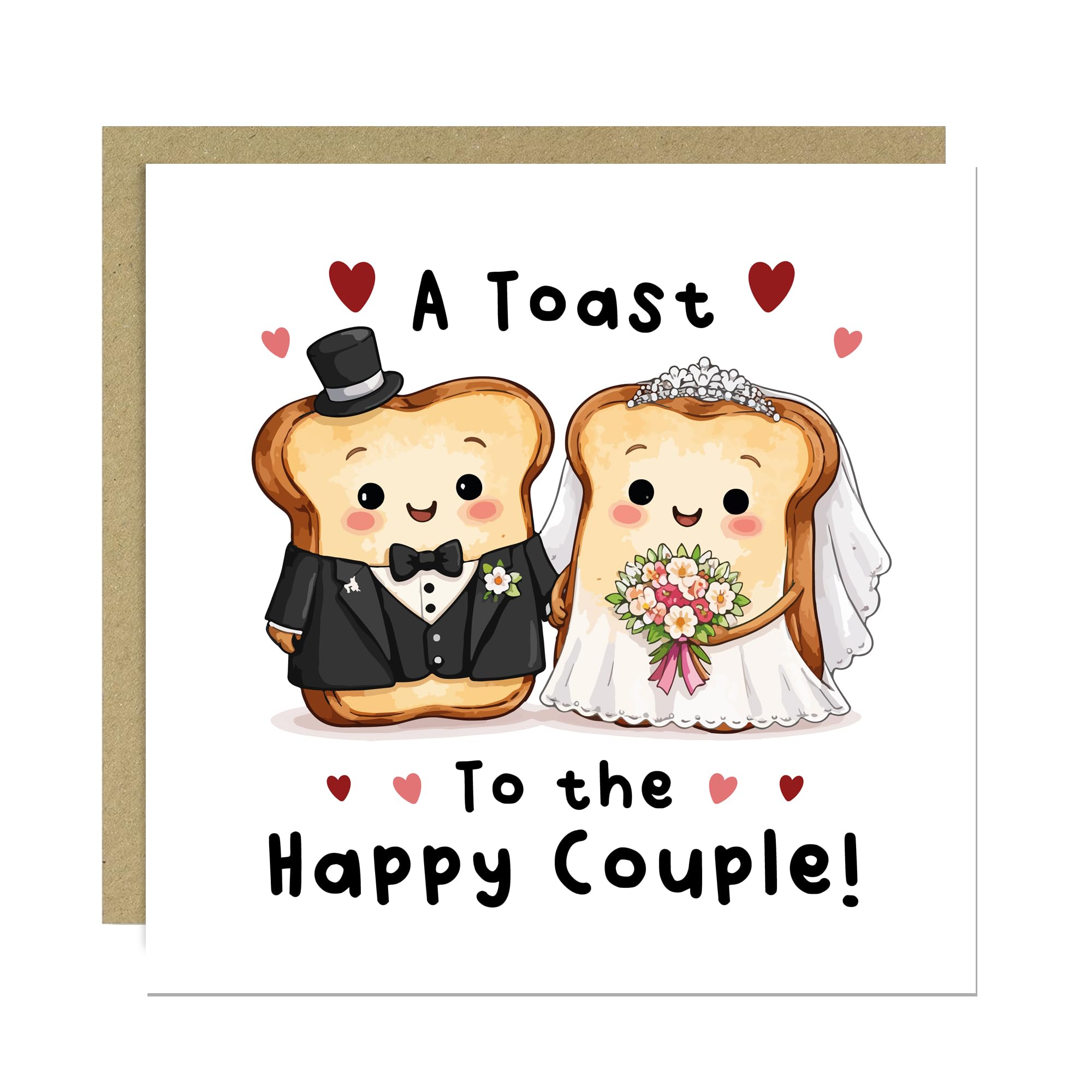 RED OCEAN Wedding Congratulations Card 'A Toast To The Happy Couple' - Wedding Cards For Couple, Newly Wed Greetings Card For Friends Family 145x145mm With Kraft Envelope