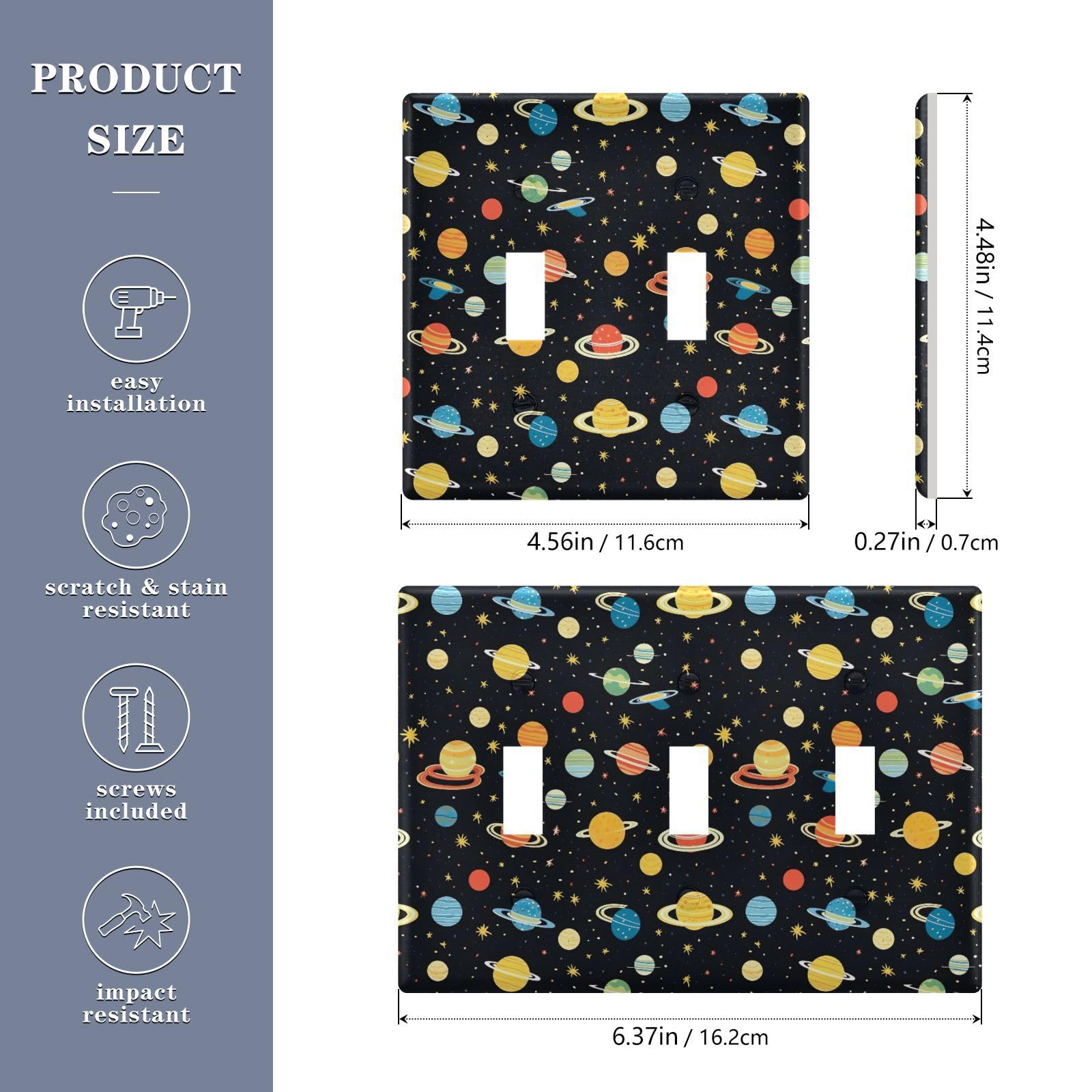 UMIRIKO Outer Space Planet Light Switch Cover Plate Covers Decorative Double Toggle Home Decor 202a8757