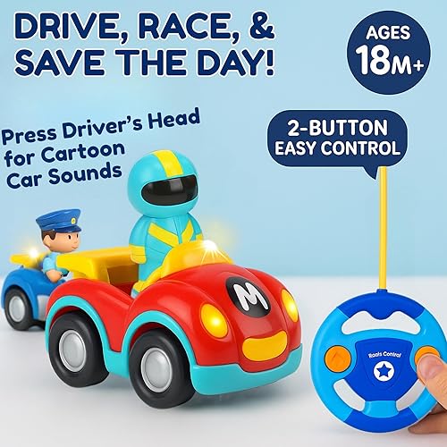 Miniatura 6 de Liberty Imports My First Cartoon RC - Autos de control remoto para niños de 1 a 3 años, juguete de control de radio para bebés, niños mayores de 18