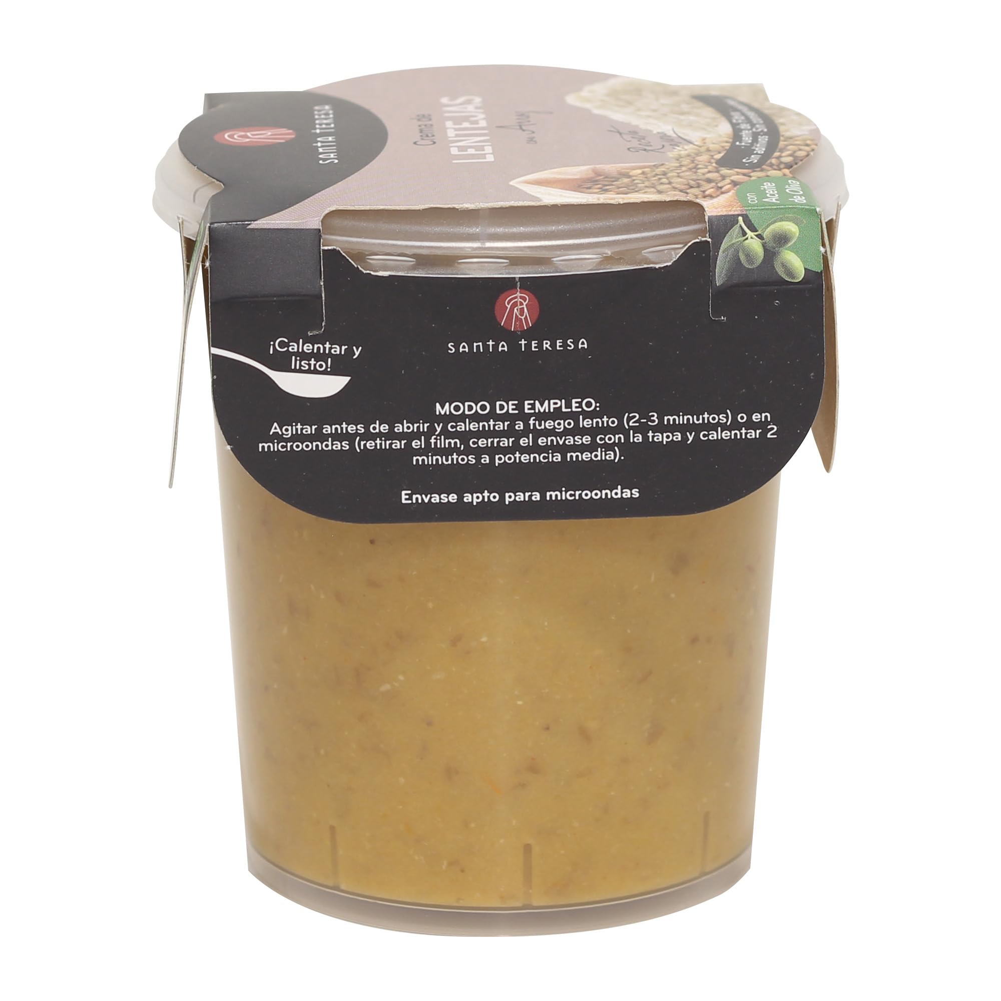Santa Teresa - Pack de 9 Cremas de Lentejas con Arroz - Elaborada Con Ingredientes Naturales, Sin Conservantes Ni Aditivos - Envase Apto Para Microondas, Calentar Y Listo. 3.600ml