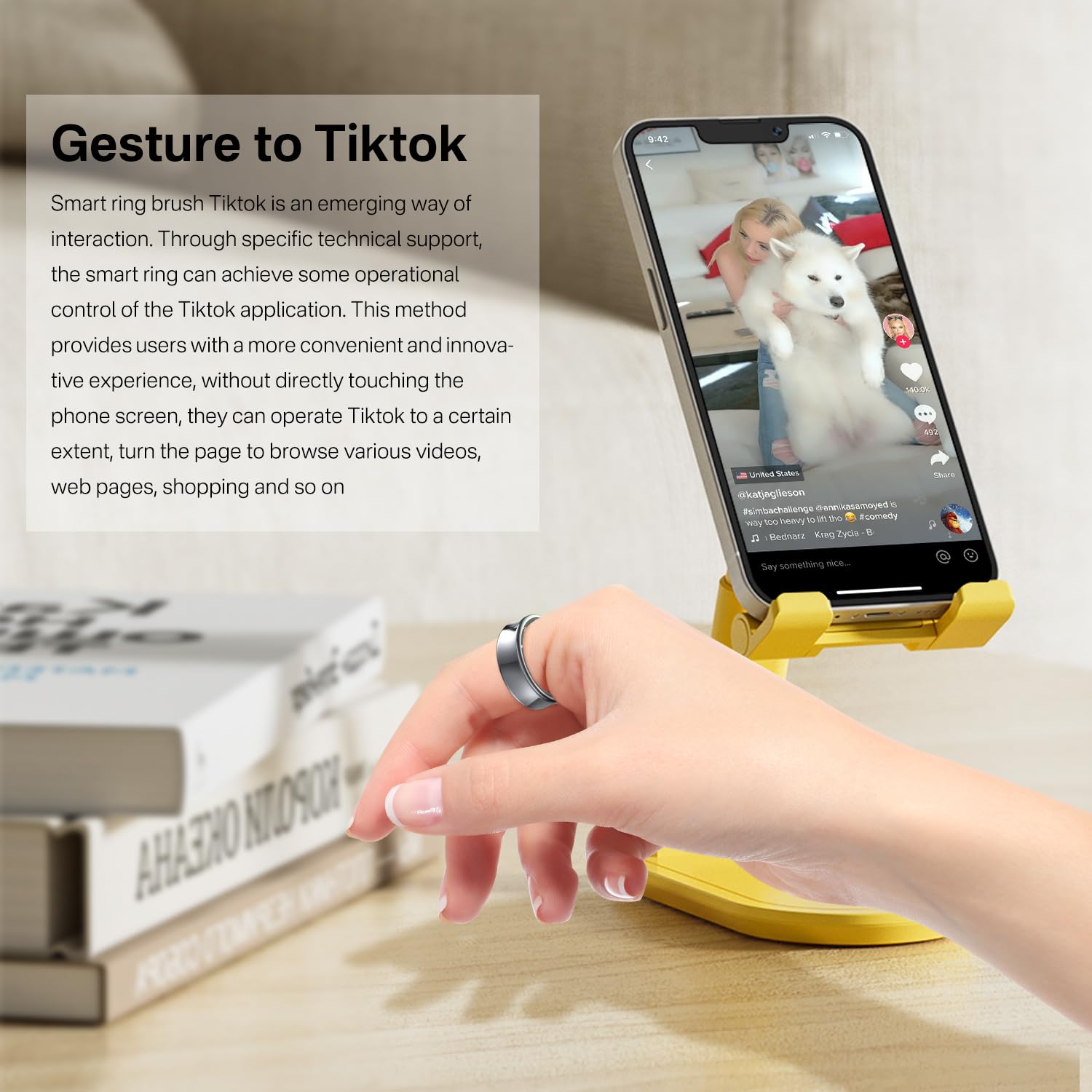 Anillo inteligente para hombres y mujeres, resistente al agua hasta 5 ATM, rastreador de salud y fitness, monitor de frecuencia cardíaca, cepillo de gestos de mano, anillos inteligentes de