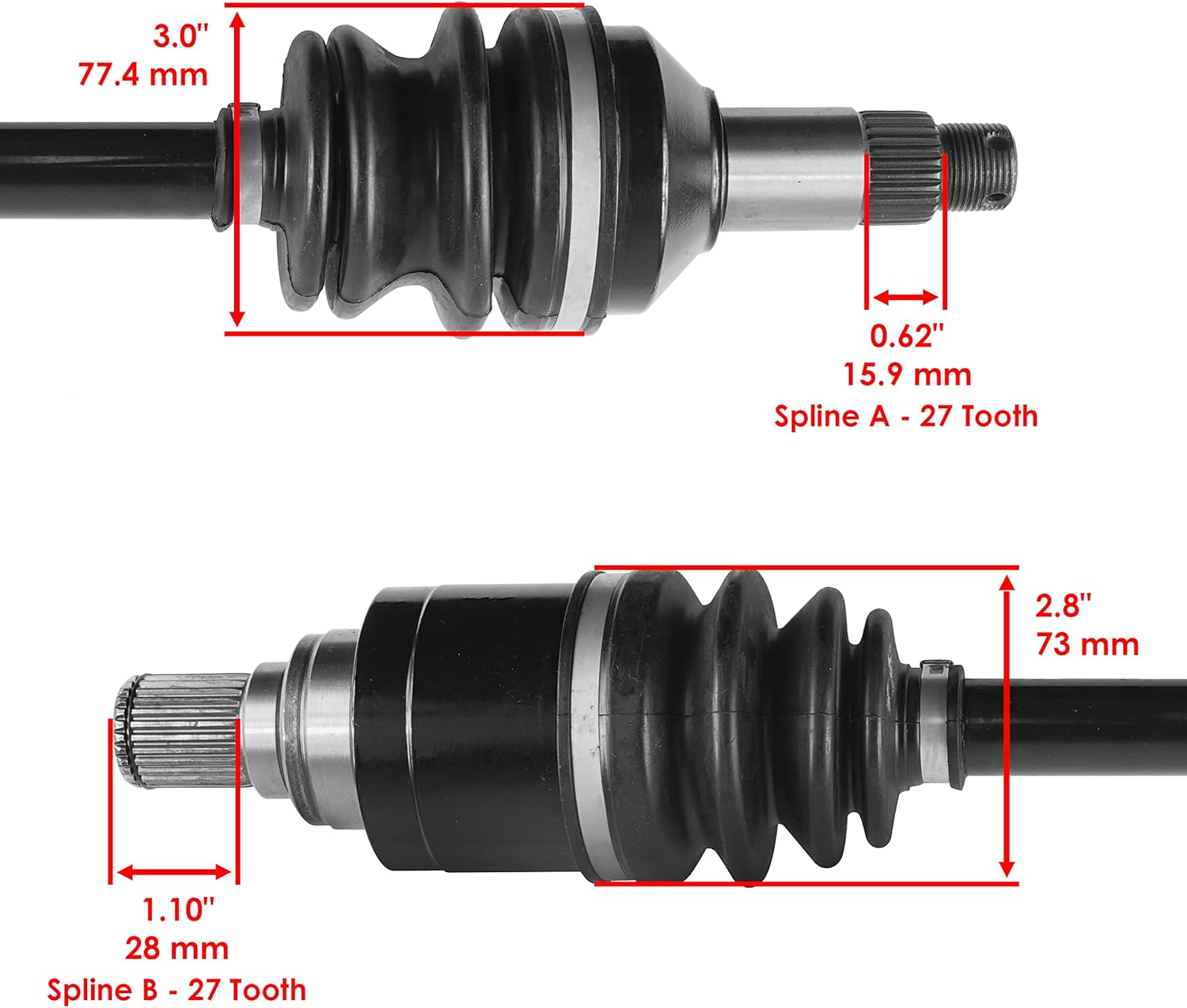 Caltric Rear Left or Right CV Joint Axle Compatible With Arctic Cat 3313-832