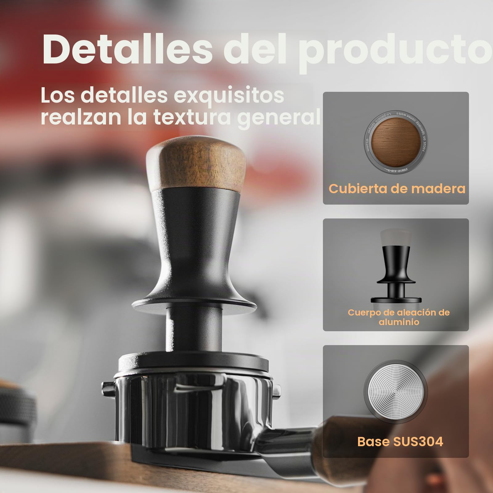 MHW-3BOMBER Tamper de café de 53,35 mm, autonivelante con rebote automático de 2 resortes, herramienta de manipulación de 54 mm para máquinas de espresso, herramienta de barista, T7127