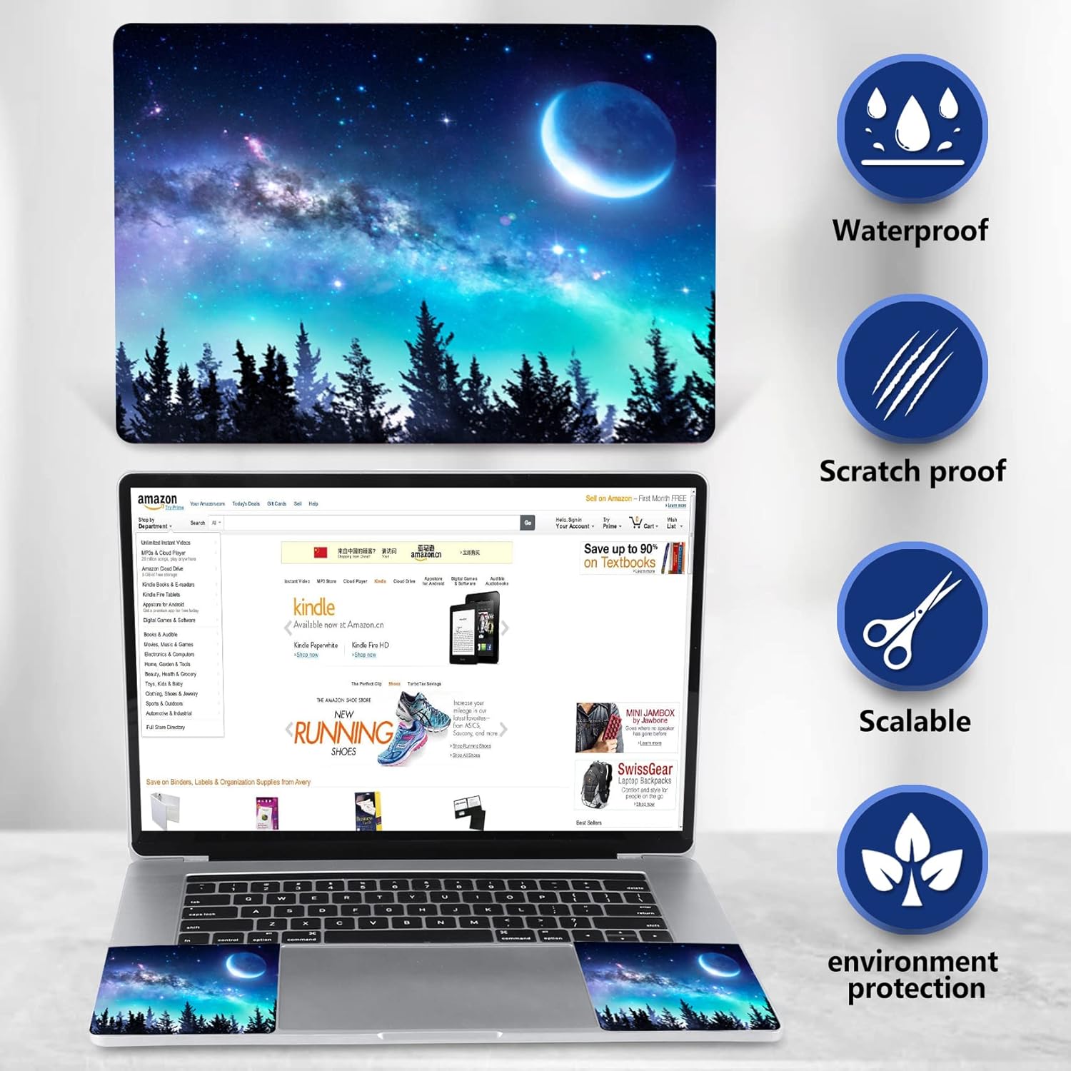 AIMSA Laptop Skin Sticker Decal, 12 13 13.3 14 15 15.4 15.6 inch Laptop Art Decal Protector Notebook Netbook PC 15.6" Universal Vinyl Cover, Forest Moon Sky : Electronics