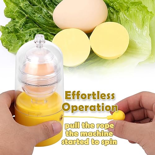 Miniatura 4 de Horoper Mezclador de huevos, batidor de huevos dorados a mano con cuerda de tracción, mezclador de huevos blancos y yema de huevos, herramienta de