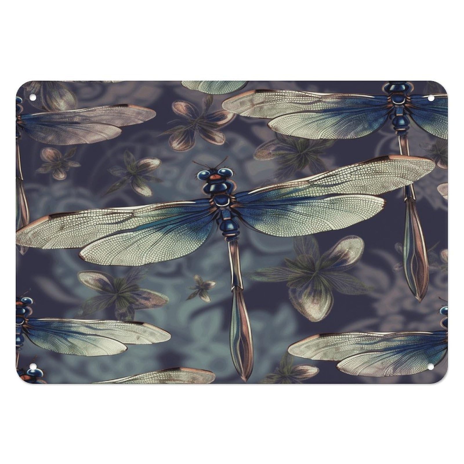 Fodpand Style Dragonfly Pattern Retro Vintage Metal Tin Sign,Wall Art Decor Garden Plaque Poster For Bedrooms Yard Bars Pubs Patios Porches 7.9X5.5 Inch