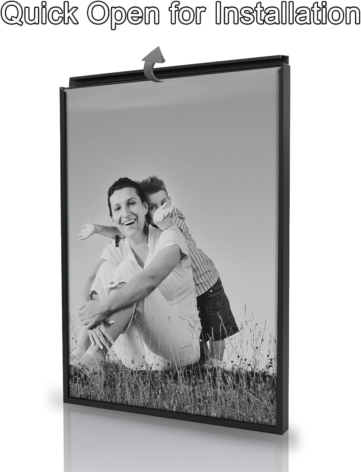 16"x20" Front-loading Picture Frame Without Mat, Black Poster Frame, Aluminum Wall Frame for Home Decomation