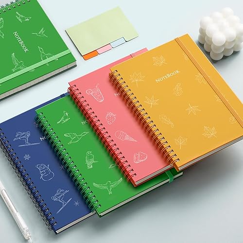 Miniatura 5 de AHGXG Paquete de 4 cuadernos en espiral, tamaño A5 de tapa dura, 5.7 x 8.3 pulgadas, 160 páginas con rayas universitarias para el trabajo, papel