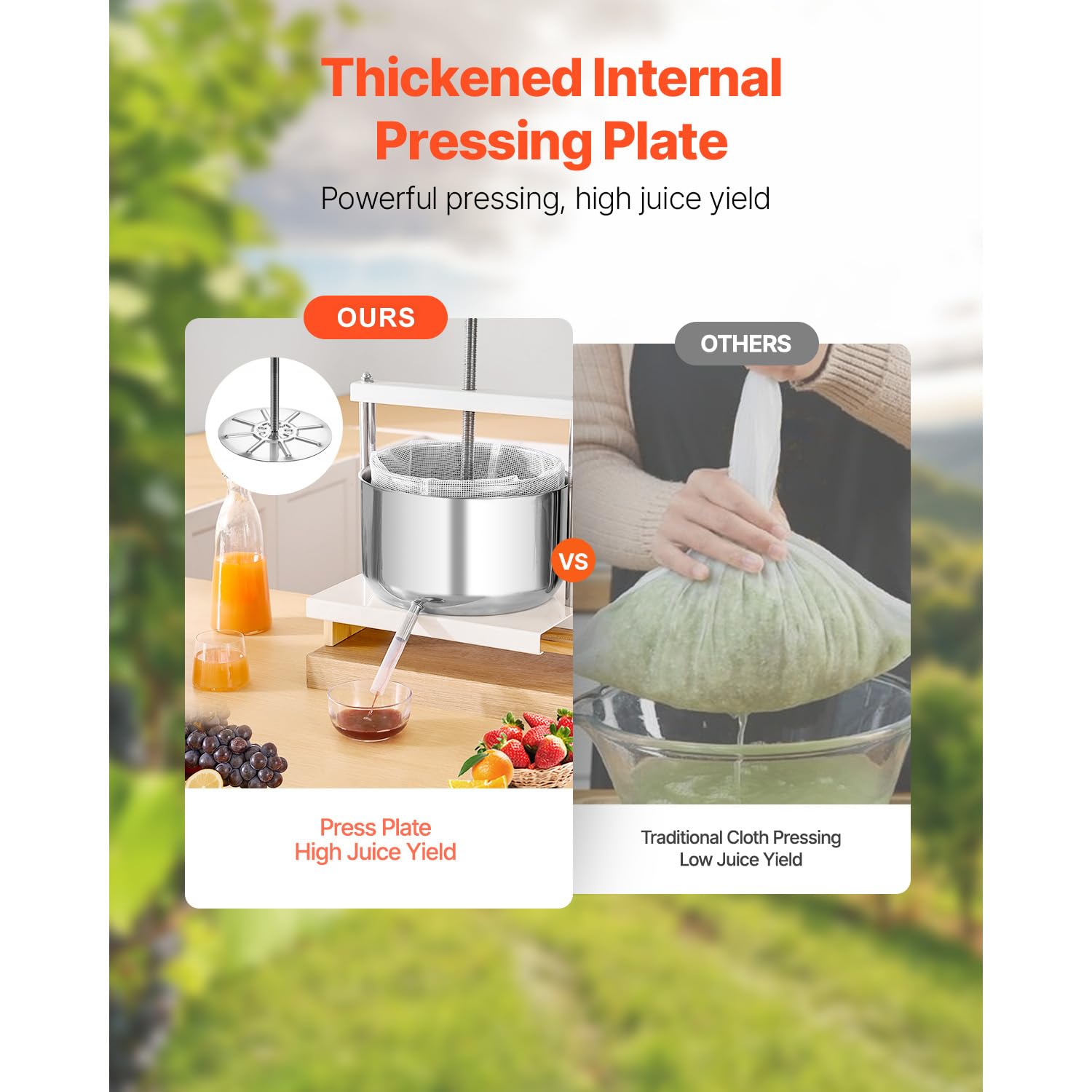 Happybuy 3.17 Gal/12L Fruit Wine Press, 2 Stainless Steel Barrels, Manual Juice Maker, Cider Apple Grape Tincture Honey Olive Oil Press with Triangular Handle for Outdoor Kitchen and Home Use