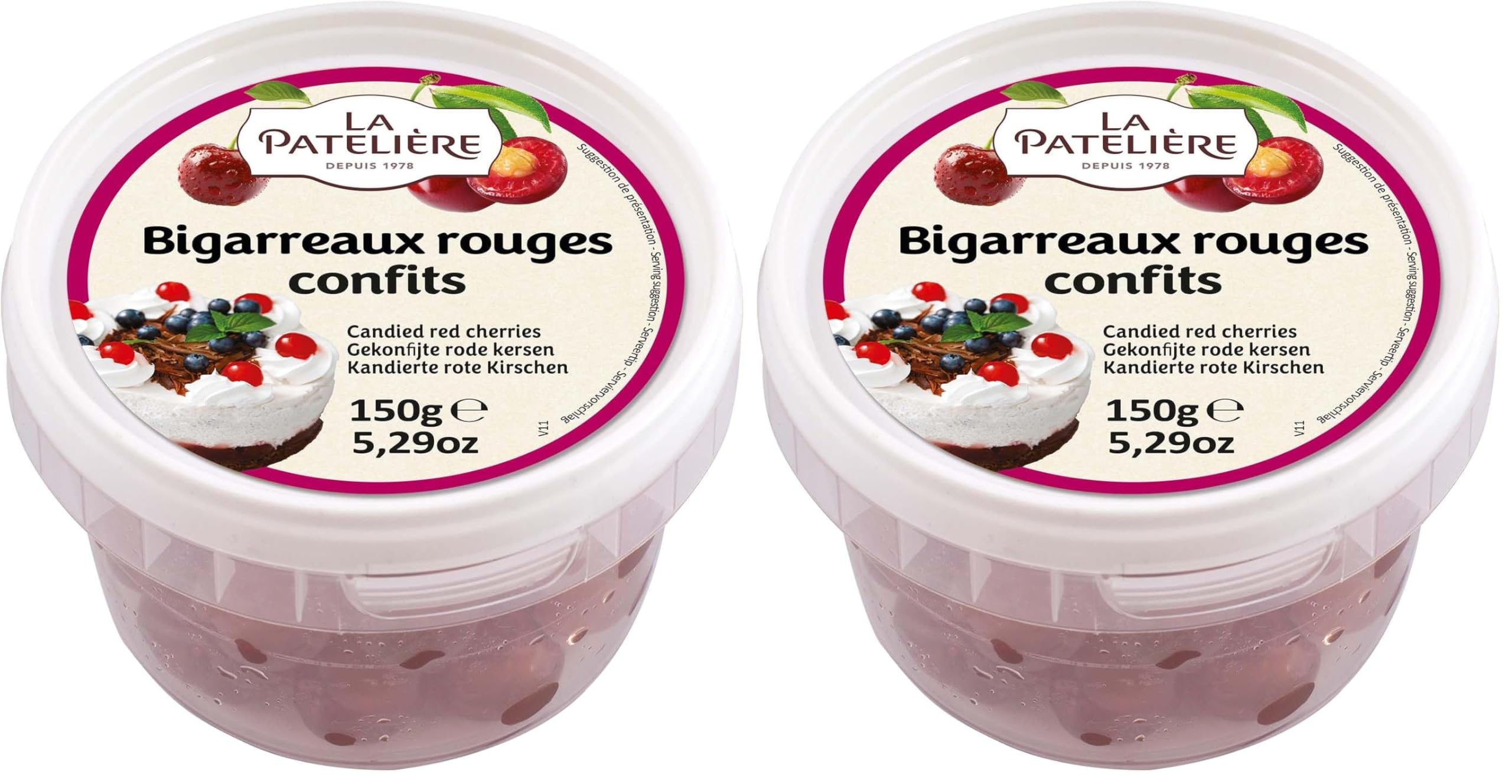 LA PATELIERE Bigarreaux Rouges Confits 150 g (Lot de 2)