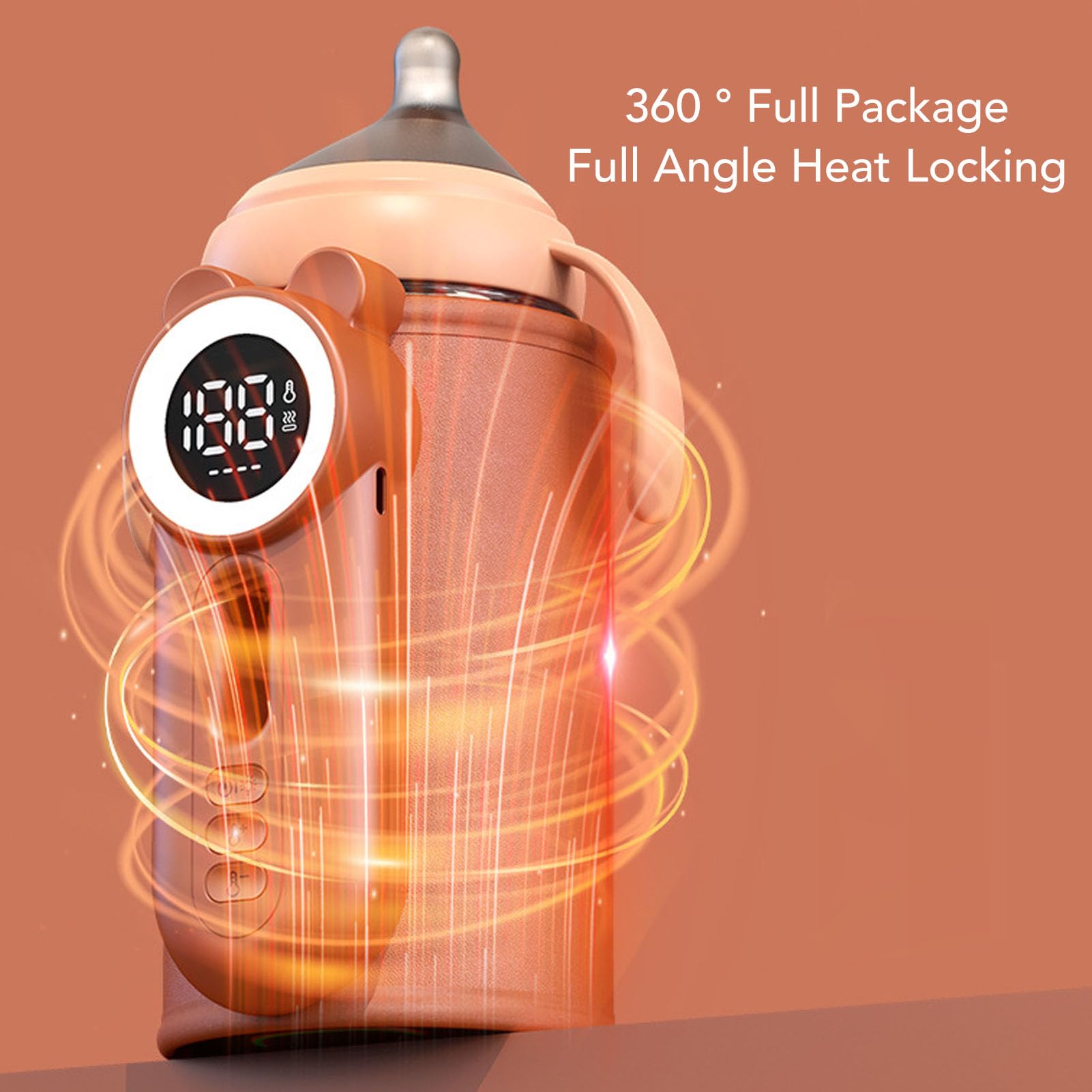 Scaldabiberon, Riscaldamento a Temperatura Costante Display Digitale a LED Scaldalatte Portatile per Alimentazione Notturna in Viaggio a Casa con Batteria da 8000 mAh in Plastica