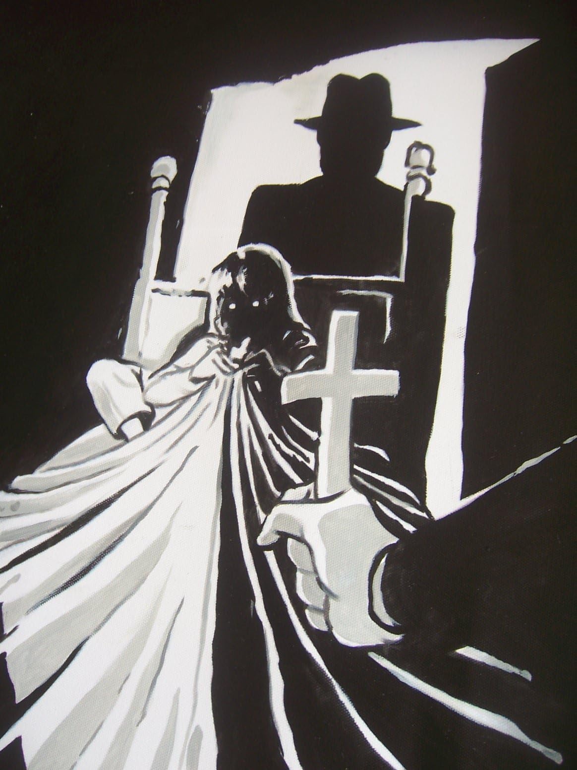 Exorcist oil painting unframed, 30x12 inches in size. Framing available at additional cost, please enquire.