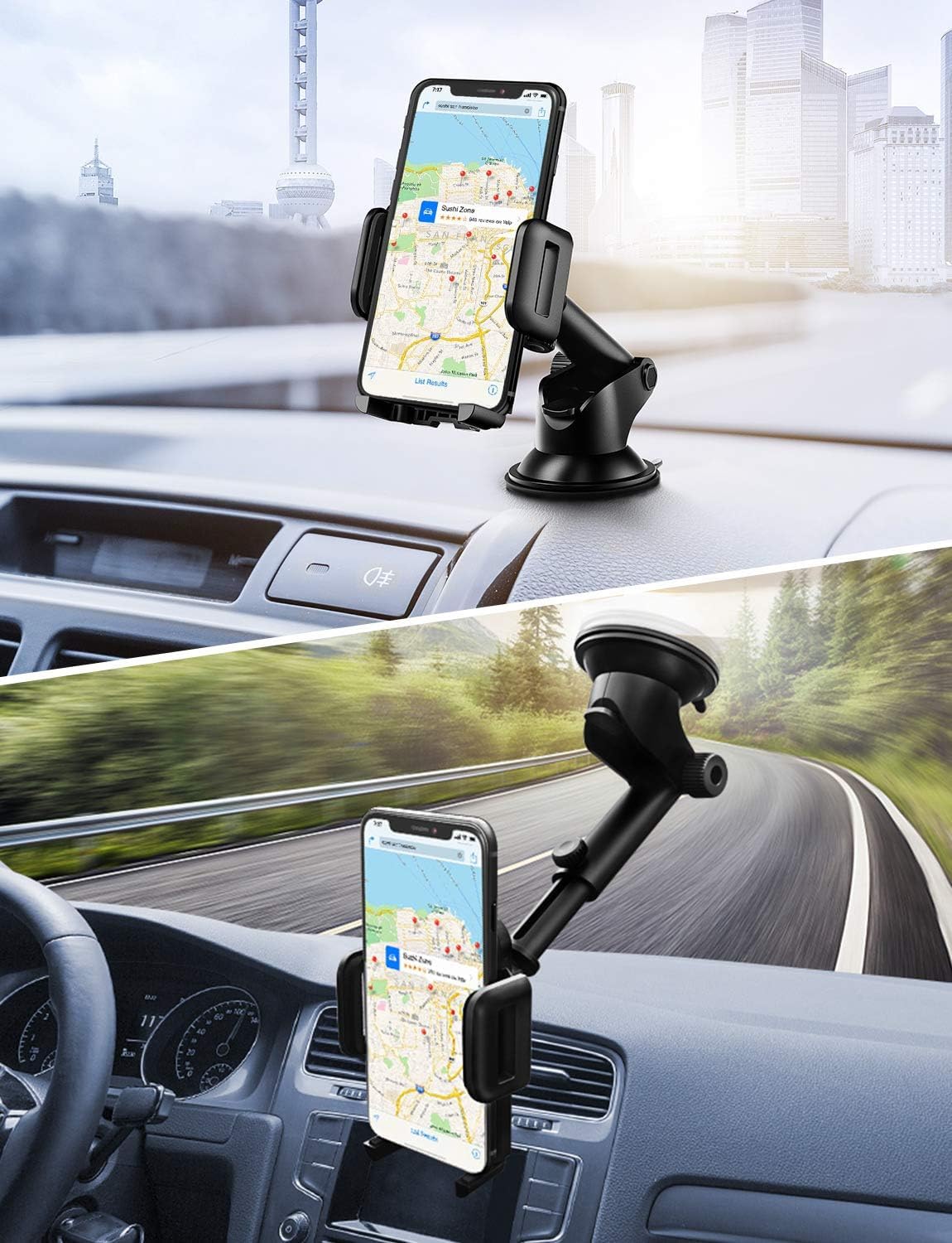 Support Voiture Smartphone Universel à Ventouse 360° - Fixation Pare-brise, Garantie 3 Ans