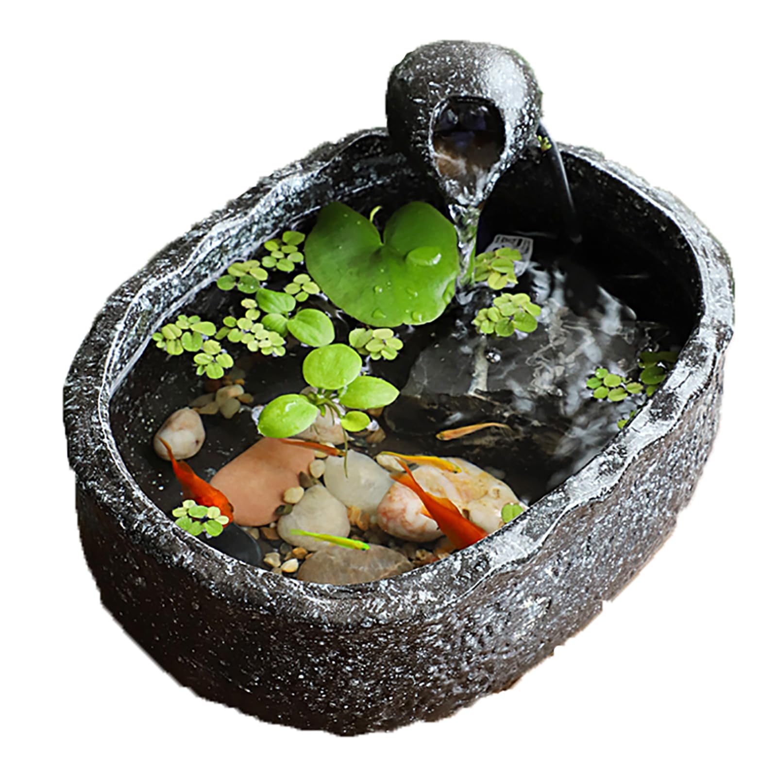 Pecera EcolóGica Antigua con CirculacióN De Agua, Pecera De CeráMica De Escritorio para Peces Luchadores, DiseñO De Hoja De Loto, FáCil De Limpiar Y Resistente Al Desgaste