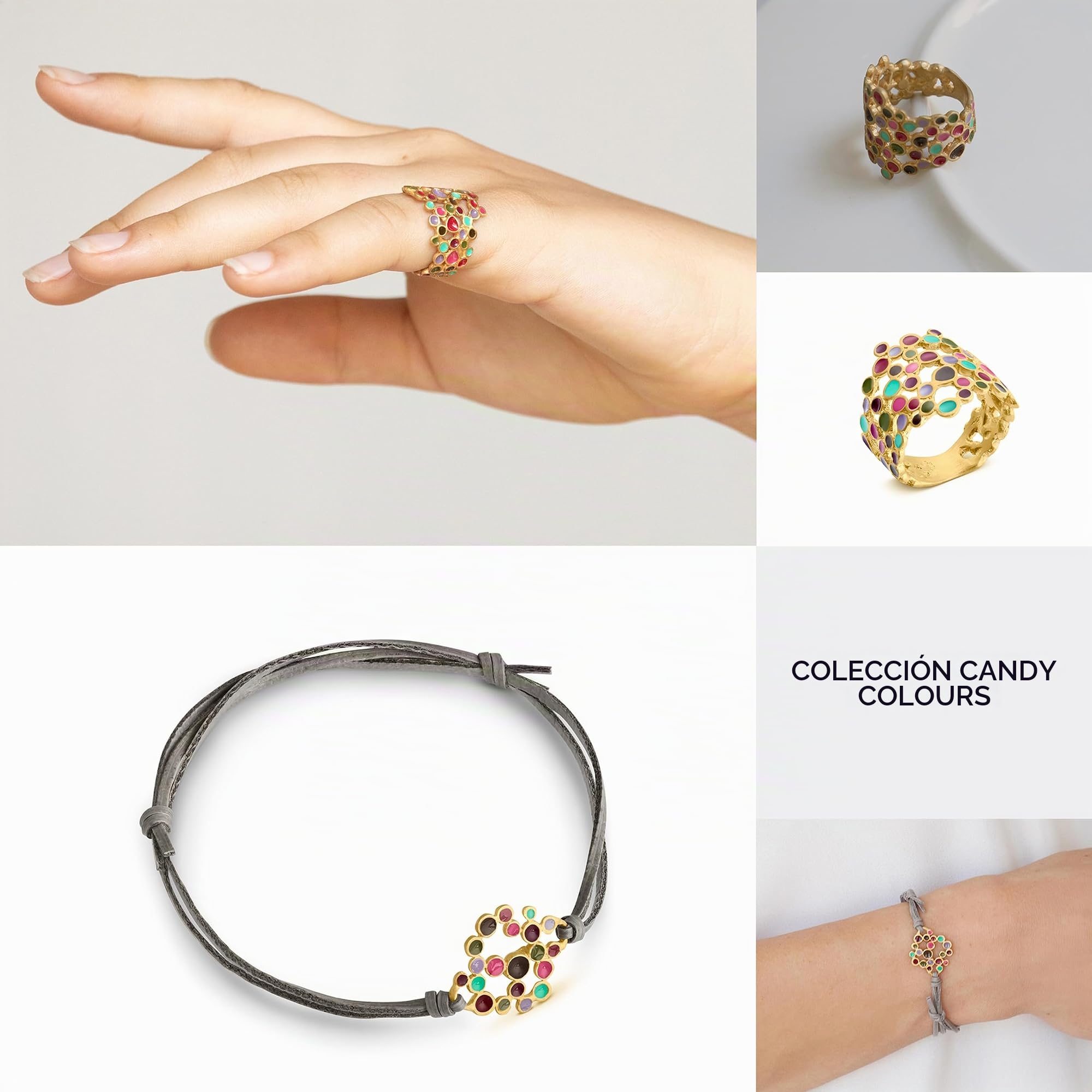 PENDIENTES DORADOS CANDY COLOURS | Diseñado por Joidart | Colección Candy Colours | Metal con baño de oro de 24 K | Pendientes de botón pequeños