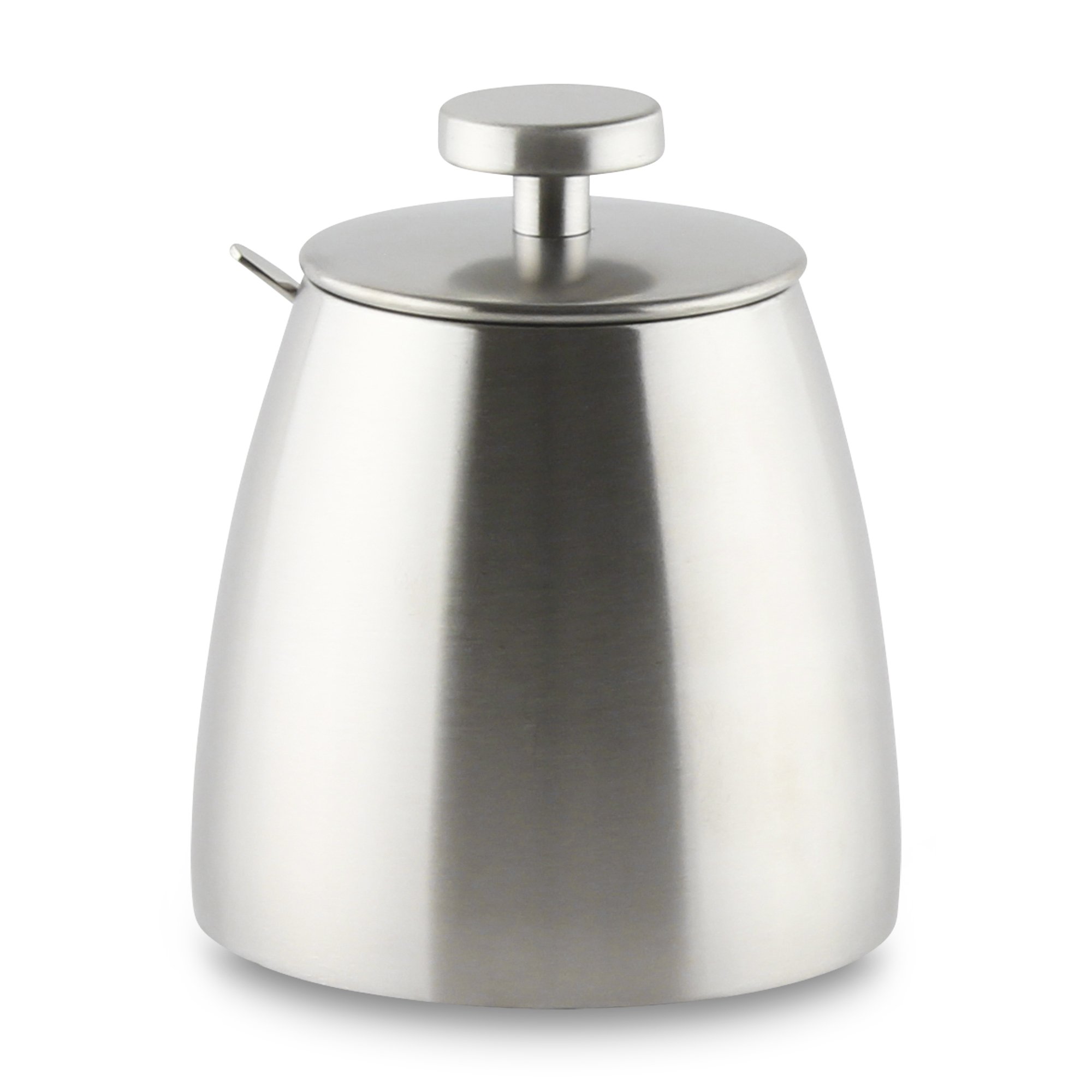 Café Stål zuccheriera in acciaio inox con cucchiaino e coperchio, Acciaio inossidabile, Satin Finish, 11.5 x 10 x 10 cm