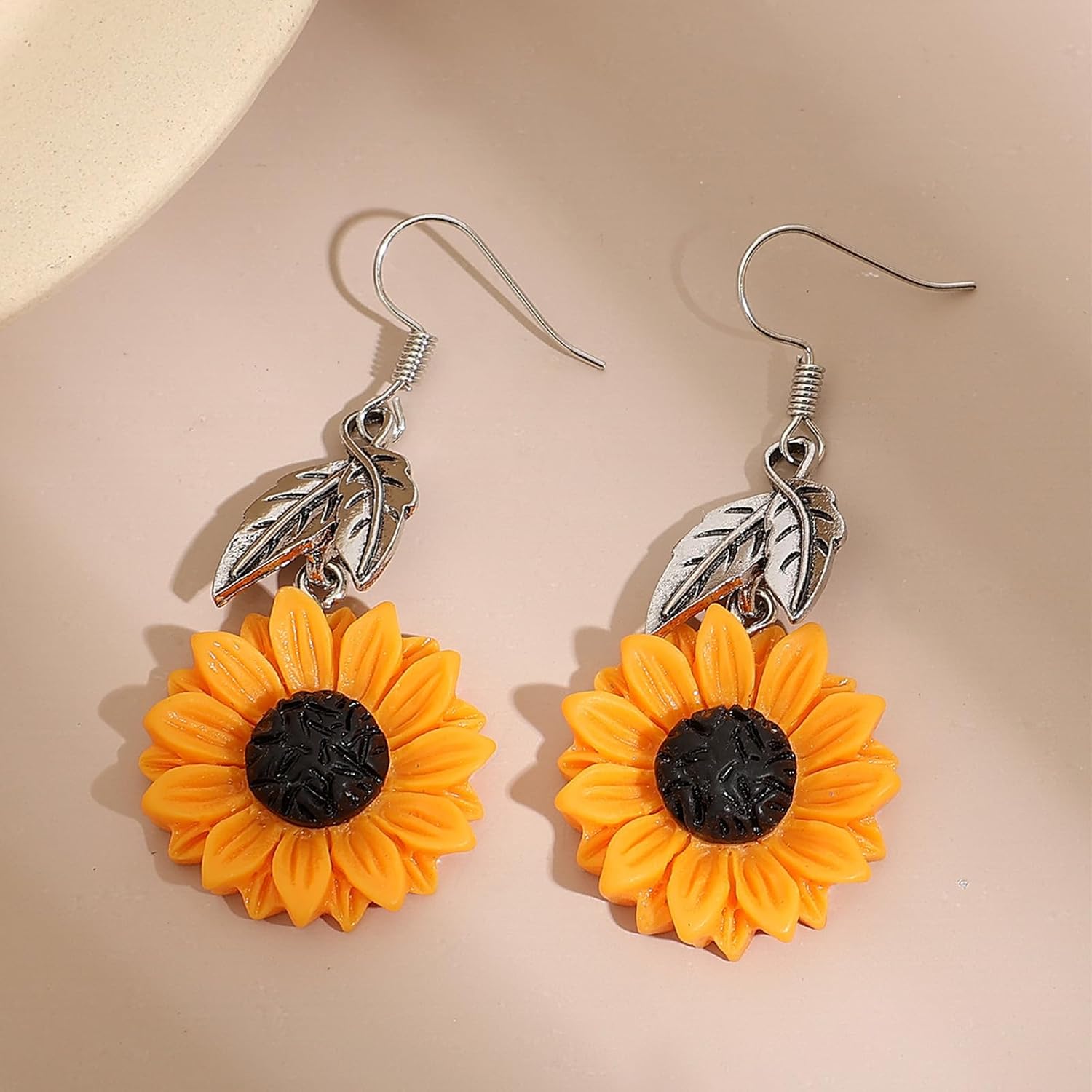 Sunflower Earring for Women Handmade Bohemian Sunflower Dangle Drop Earrings Resin Yellow Sunflower Daisy Earring Trendy Sunflower Gifts Dresses - Image 5