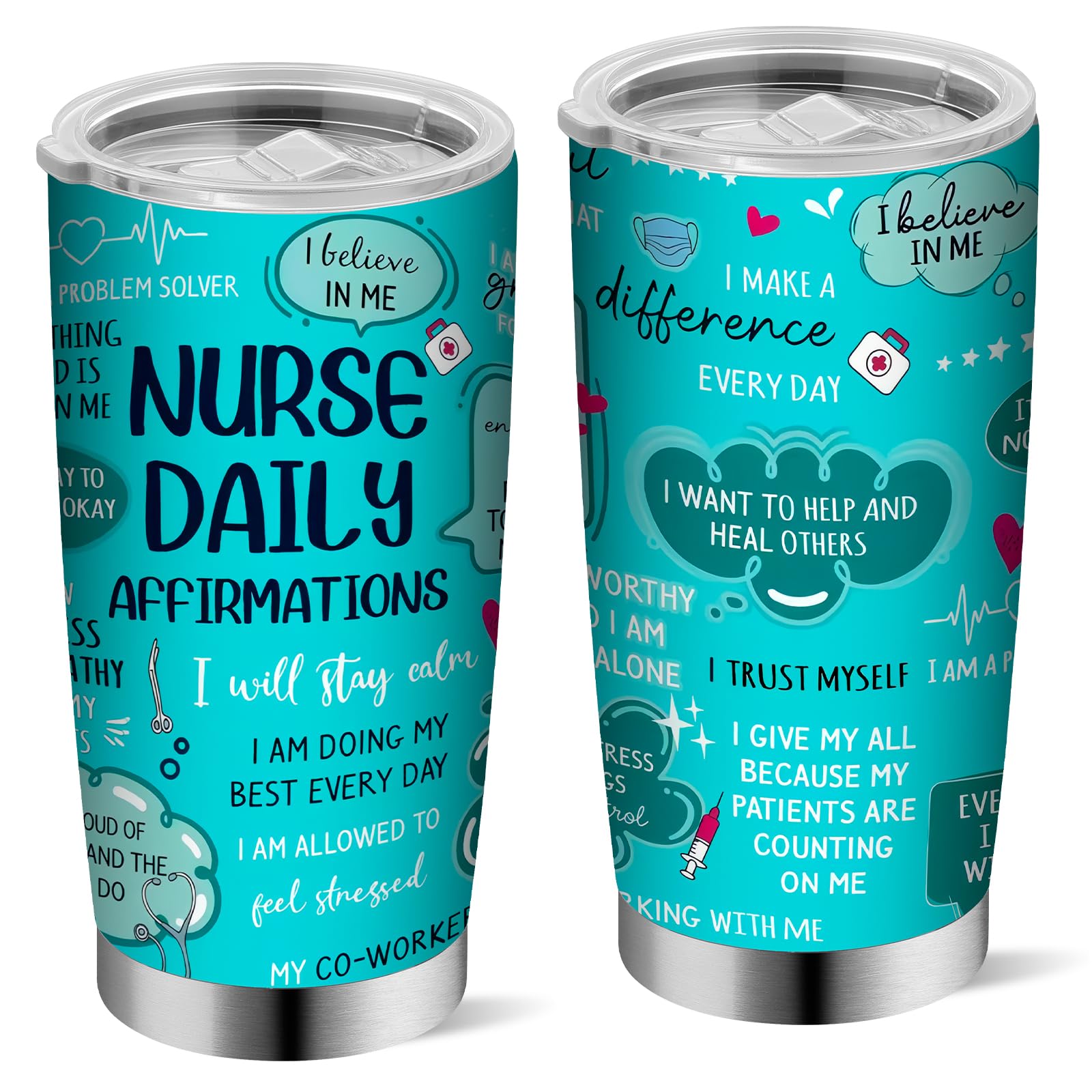 Yuecda Nurse Gifts for Women - Nurse Appreciation Gifts - Nurses Week Gift - Graduation, Christmas Gift for Nursess Practitioner, RN, Nursing - Nurses Daily Affirmations Tumbler Cup 20 oz