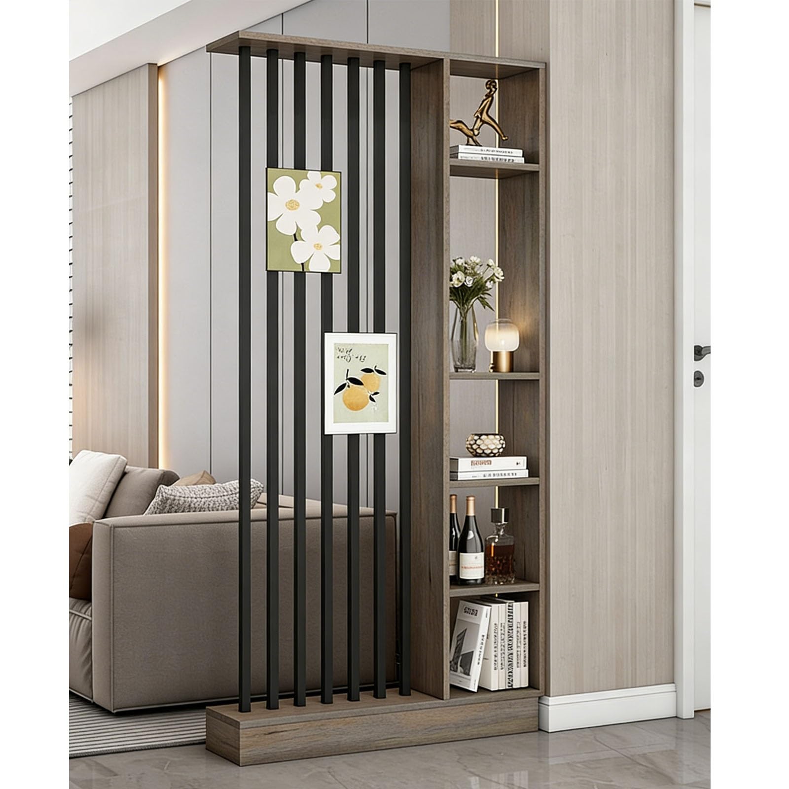 Séparateur d'espace polyvalent avec étagères de rangement modulables