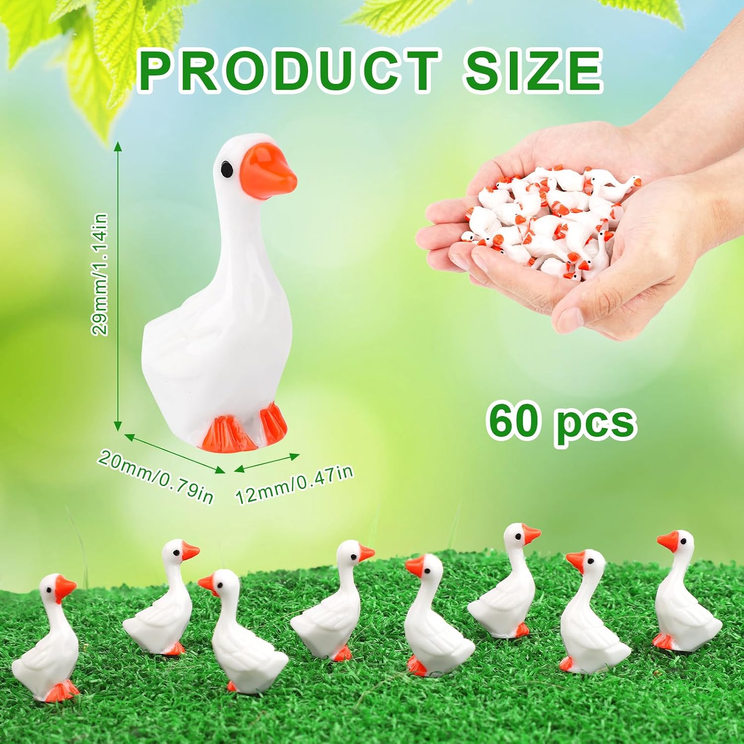Tinoaly 60pcs Mini Goose Figurines, Tiny Resin Silly Goose Statue
