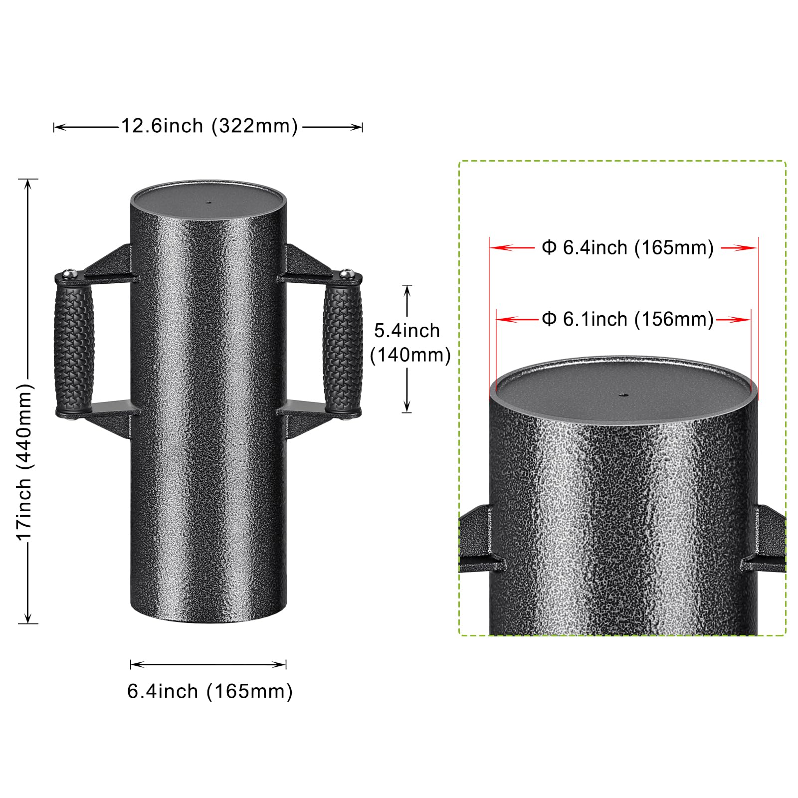 Insaga Ulepszony sterownik słupka typu T, wytrzymały słupek ogrodzeniowy z antypoślizgowymi ergonomicznymi uchwytami, 9 kg, 43 cm słupek lub ubijak do użytku z słupkami T, drewnianymi lub metalowymi
