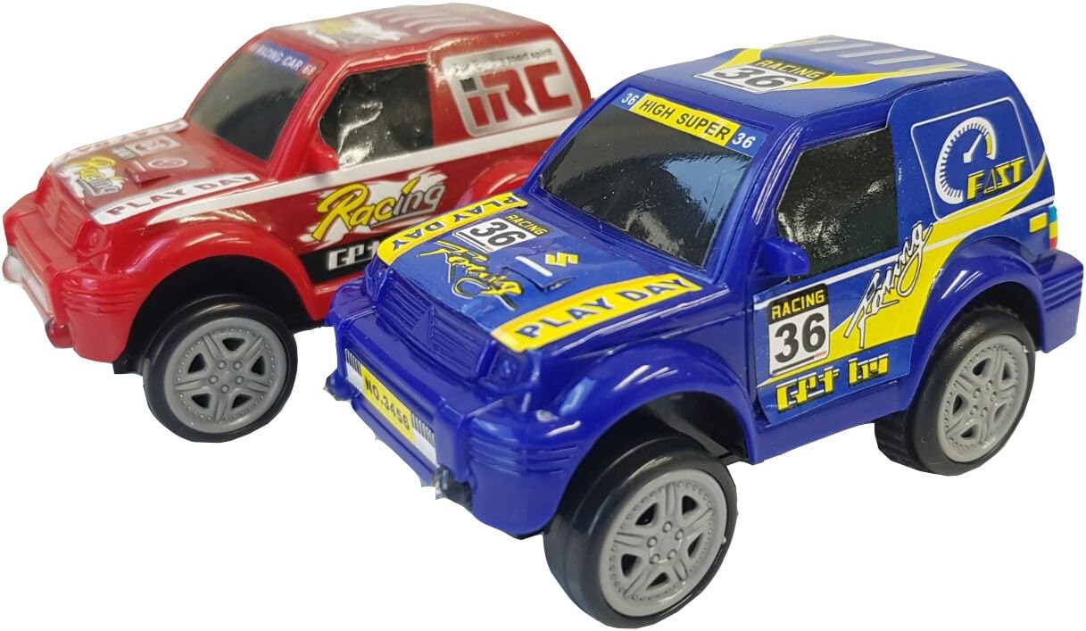 Children Kids Fun Flexible Variable Track Set Replacement 2 x Cars Battery Operated (Red & Blue) Cars