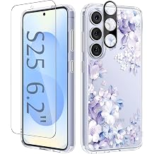 GVIEWIN for Samsung Galaxy S25 Case Floral Clear Slim Non-Yellowing